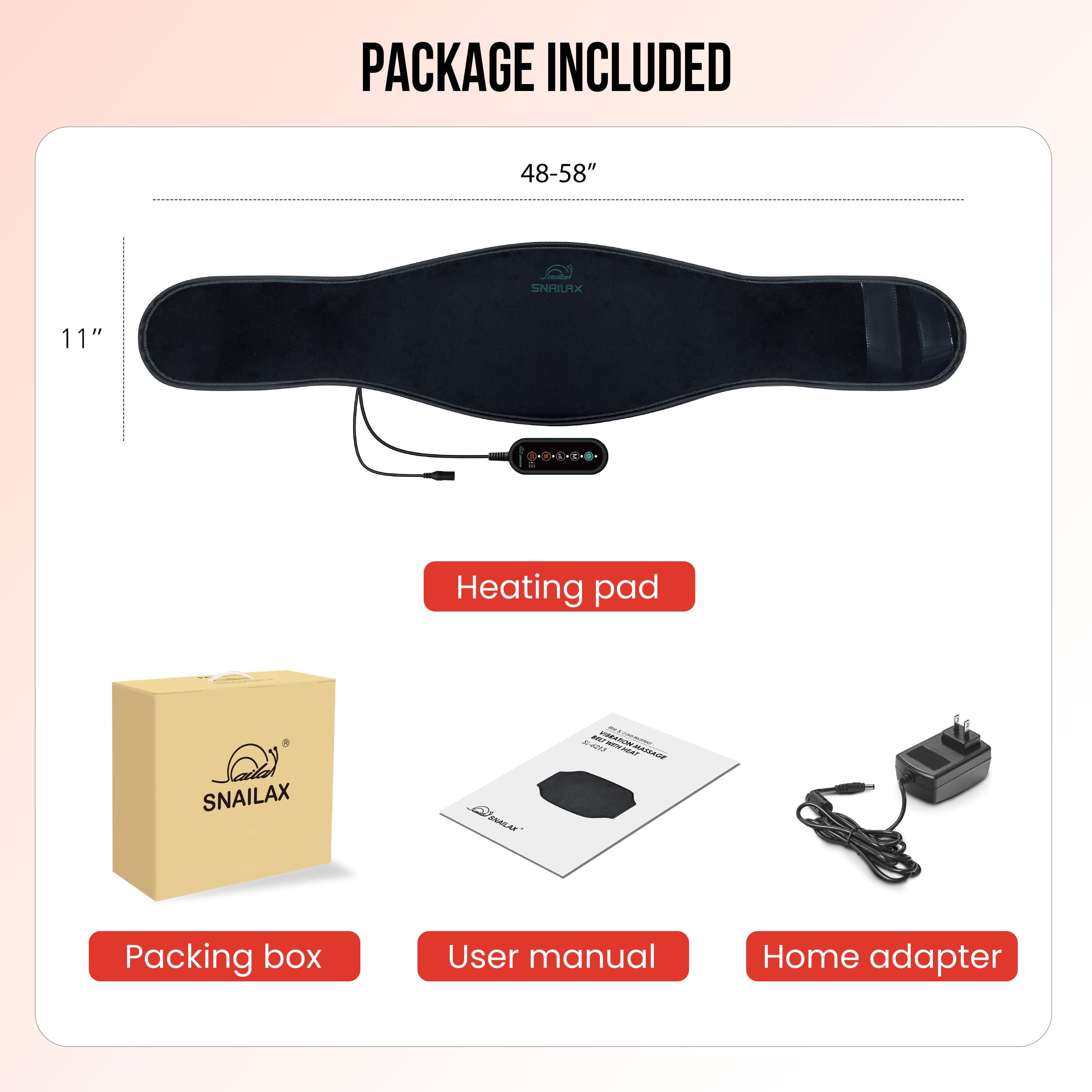 Snailax Lumbar Support & Massager Snailax Vibration Massage Belt for Back Pain Relief with Heat - 606