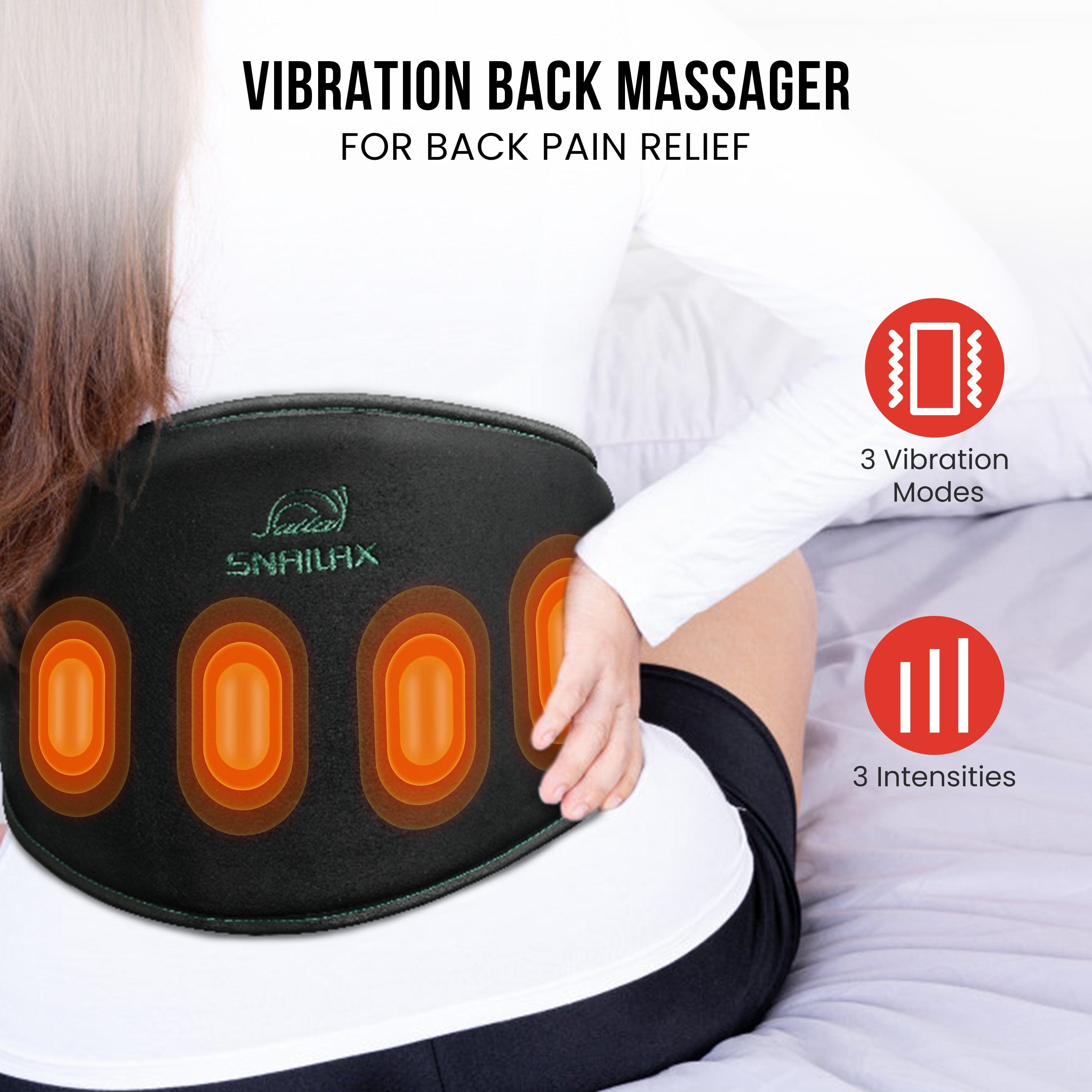 Snailax Lumbar Support & Massager Snailax Vibration Massage Belt for Back Pain Relief with Heat - 606