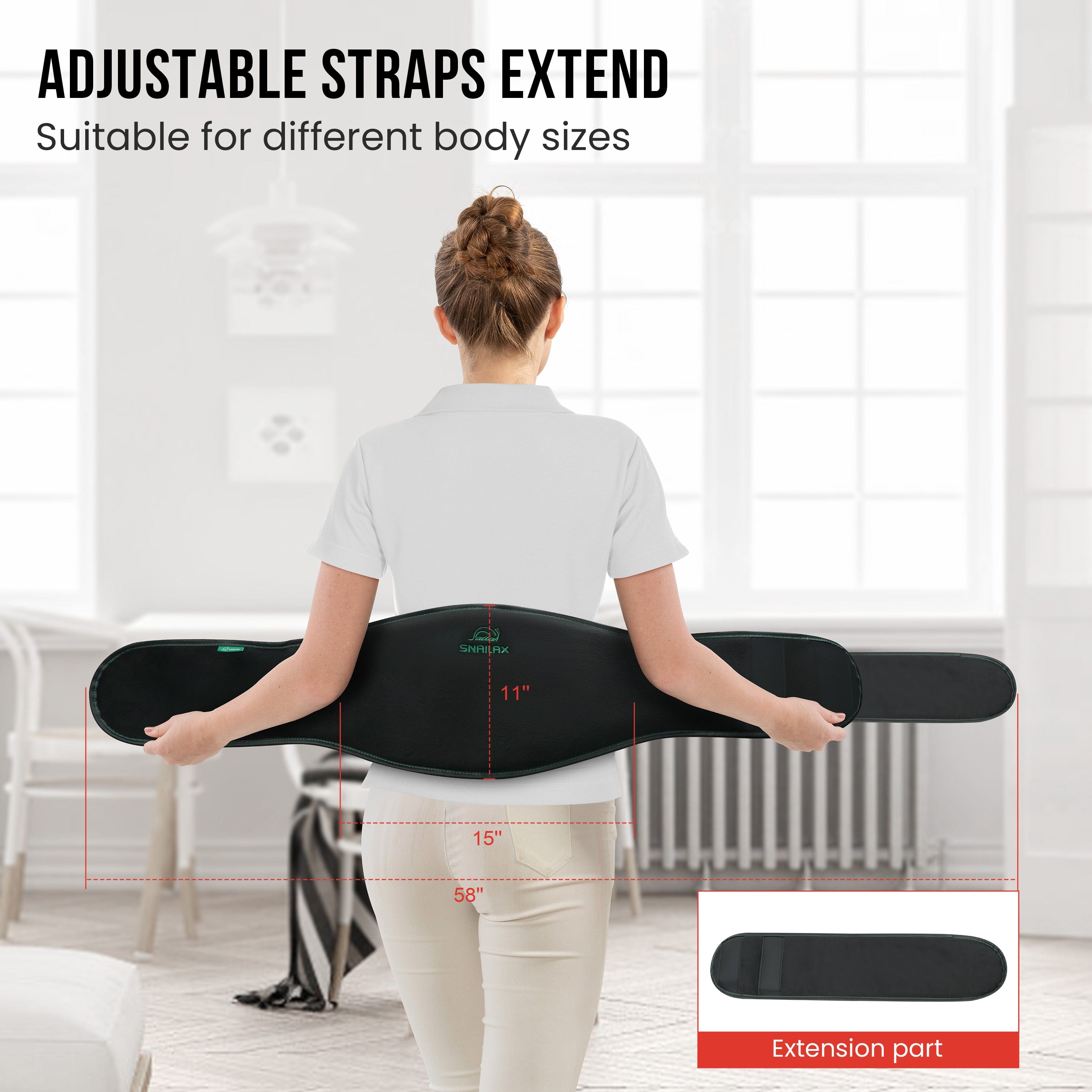 Snailax Lumbar Support & Massager Snailax Vibration Massage Belt for Back Pain Relief with Heat - 606