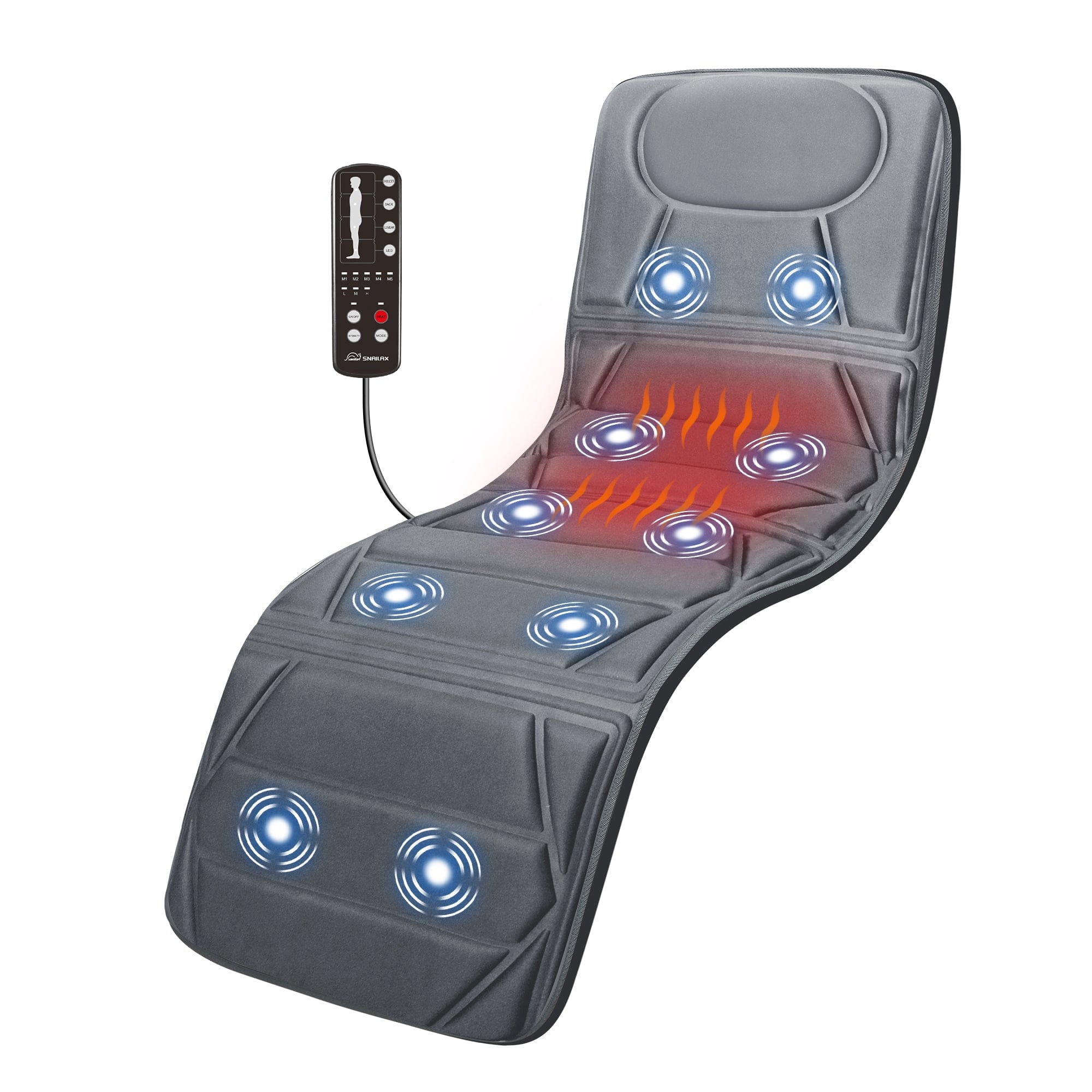 Snailax Massage Mat Gray Snailax Vibrating Massage mat with heat,Full Body Massager for Neck and Back, leg, thighs - 391S