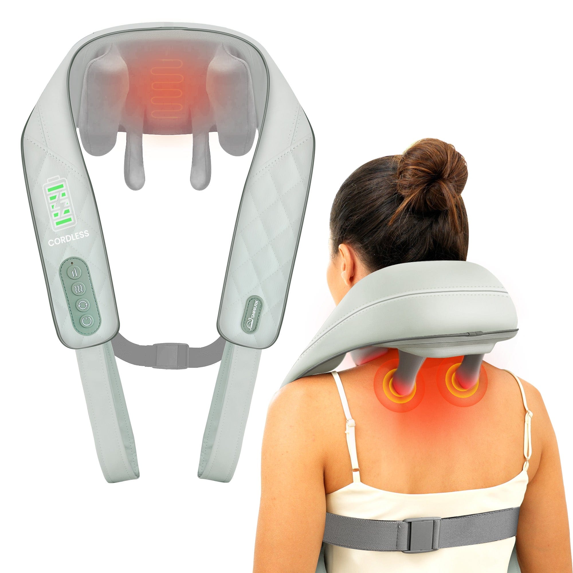 Snailax Neck Massager Snailax Cordless Neck Shoulder Massager with Heat, 4D Deep Tissue Kneading, Shiatsu Back Massager Pillow for Neck, Shoulder - 682