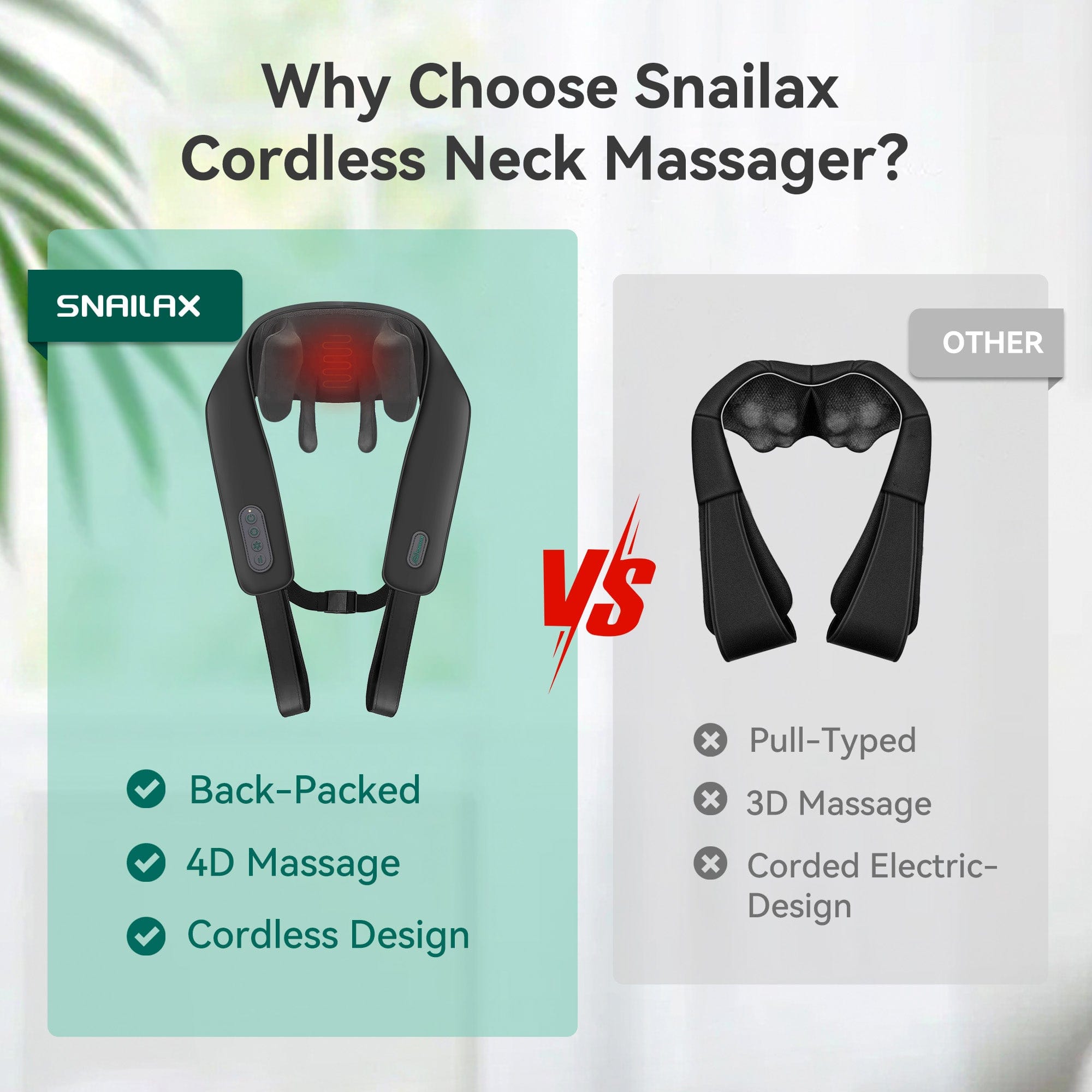 Snailax Neck Massager Snailax Upgarded 4D Deep Kneading Handheld Cordless Neck & Back Massager with Bandage - 681