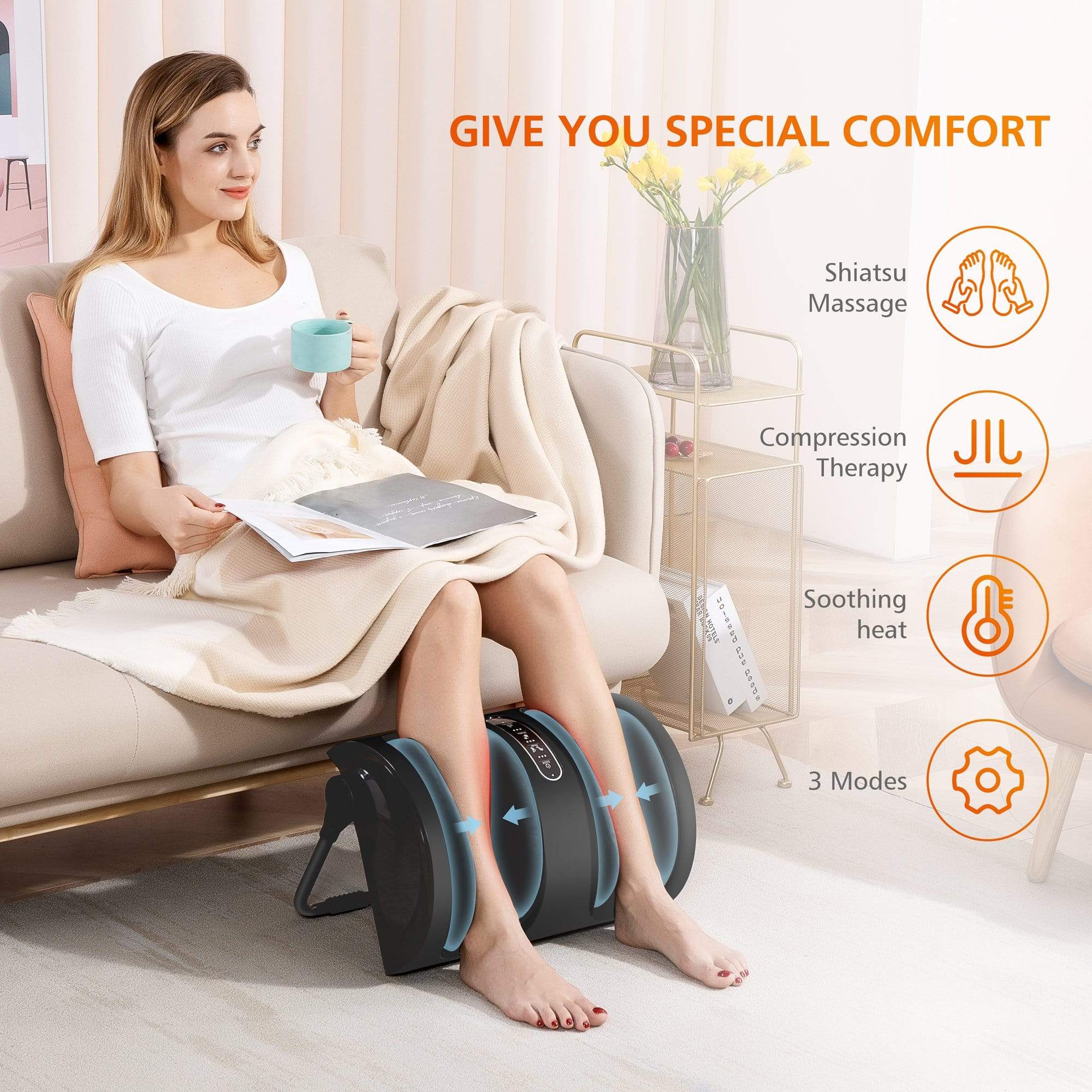 Person using Snailax Shiatsu Massager 598 on calves for muscle relaxation