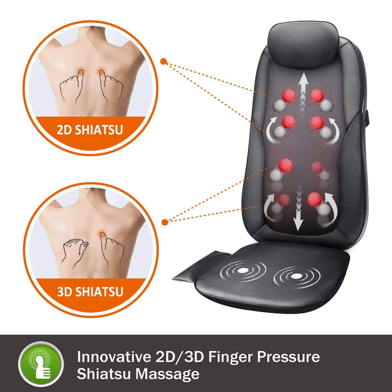 SNAILAX Back Massager 3D/2D Shiatsu Back Massage Chair Pad