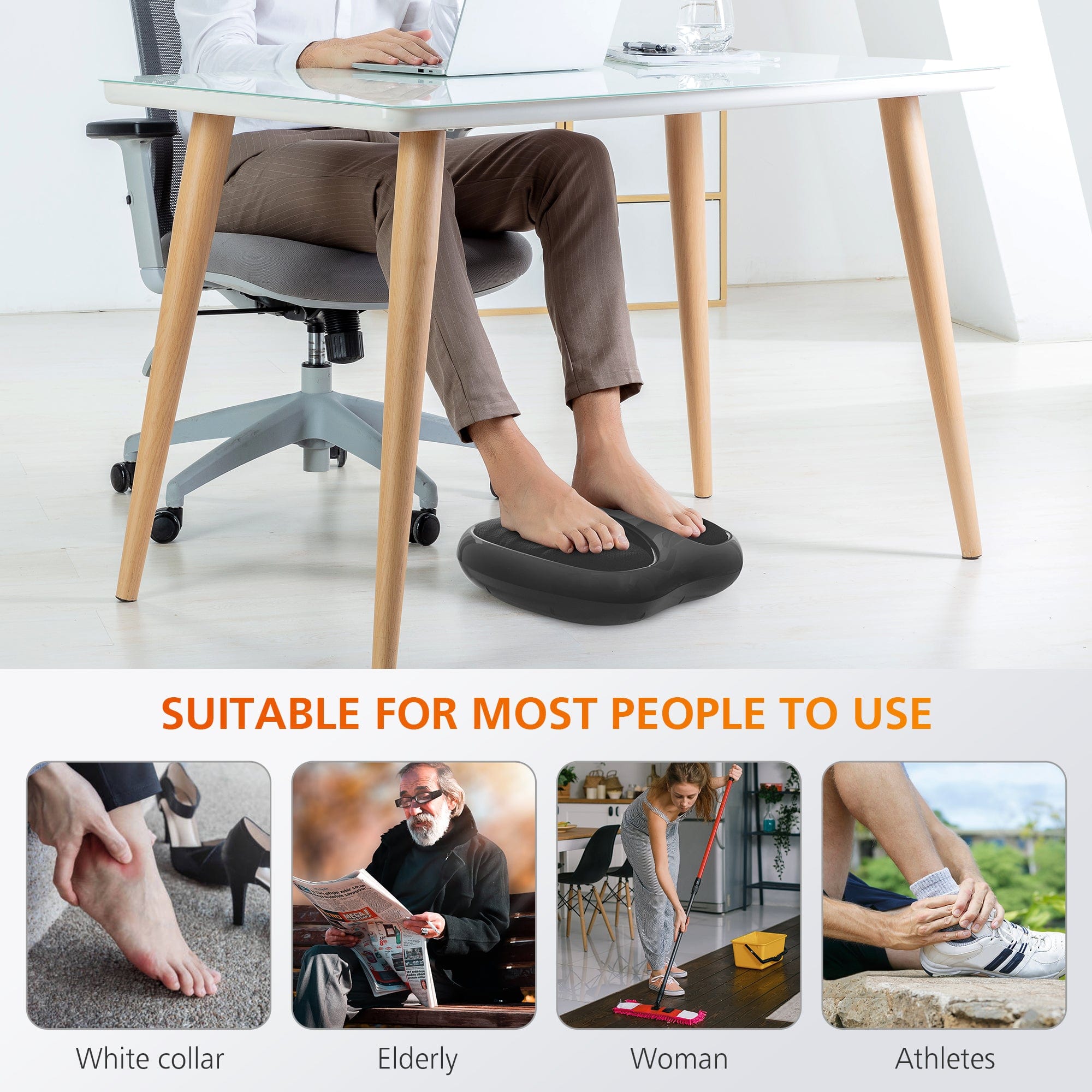 Snailax Foot Massager Machine, Rolling Scrapping Vibration Foot Massager with Heat-594