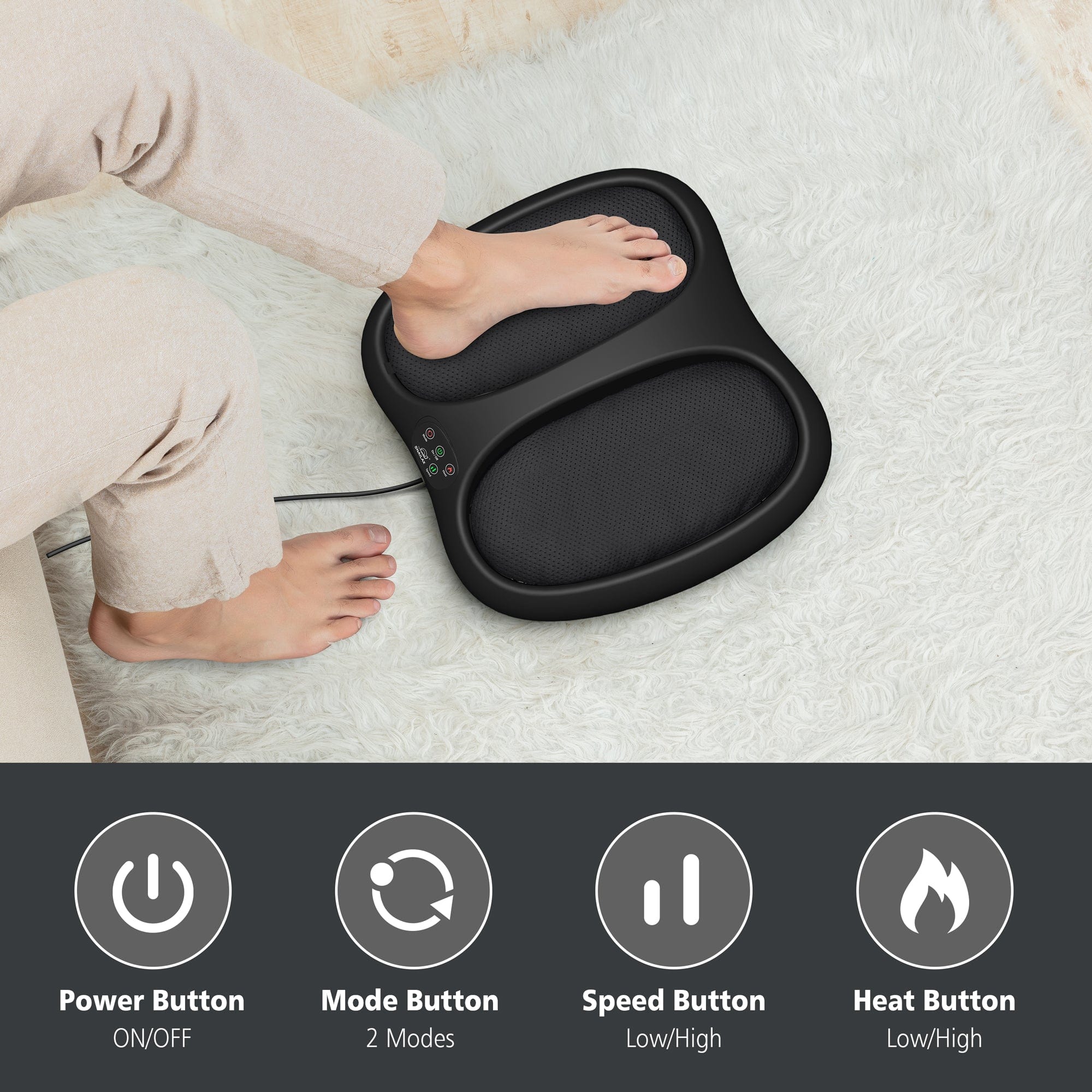 Snailax Foot Massager Machine, Rolling Scrapping Vibration Foot Massager with Heat-594