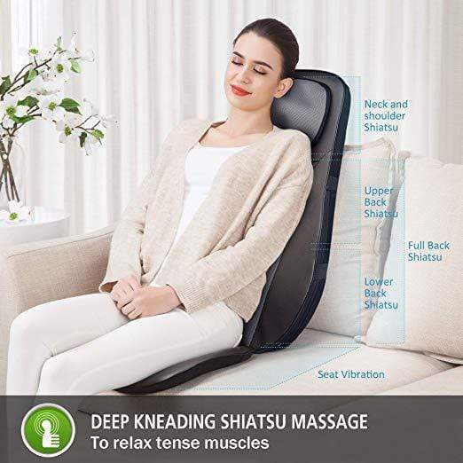 SNAILAX Neck & Back Massager Neck and Back Massager Cushion with Heat & Gel Nodes - 233G