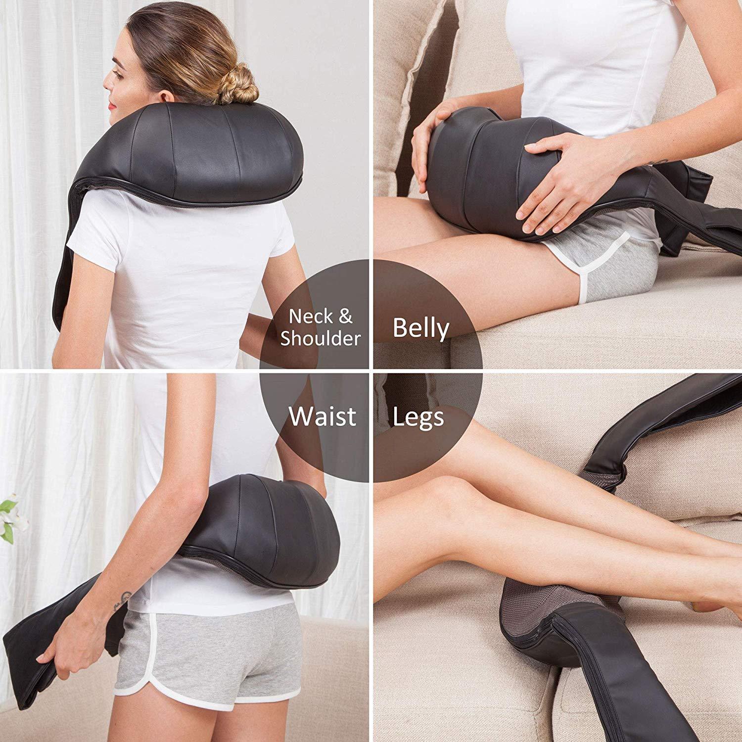 SNAILAX Neck Massager Portable & Cordless Shiatsu Neck Massager Pillow with Heat - 632NC
