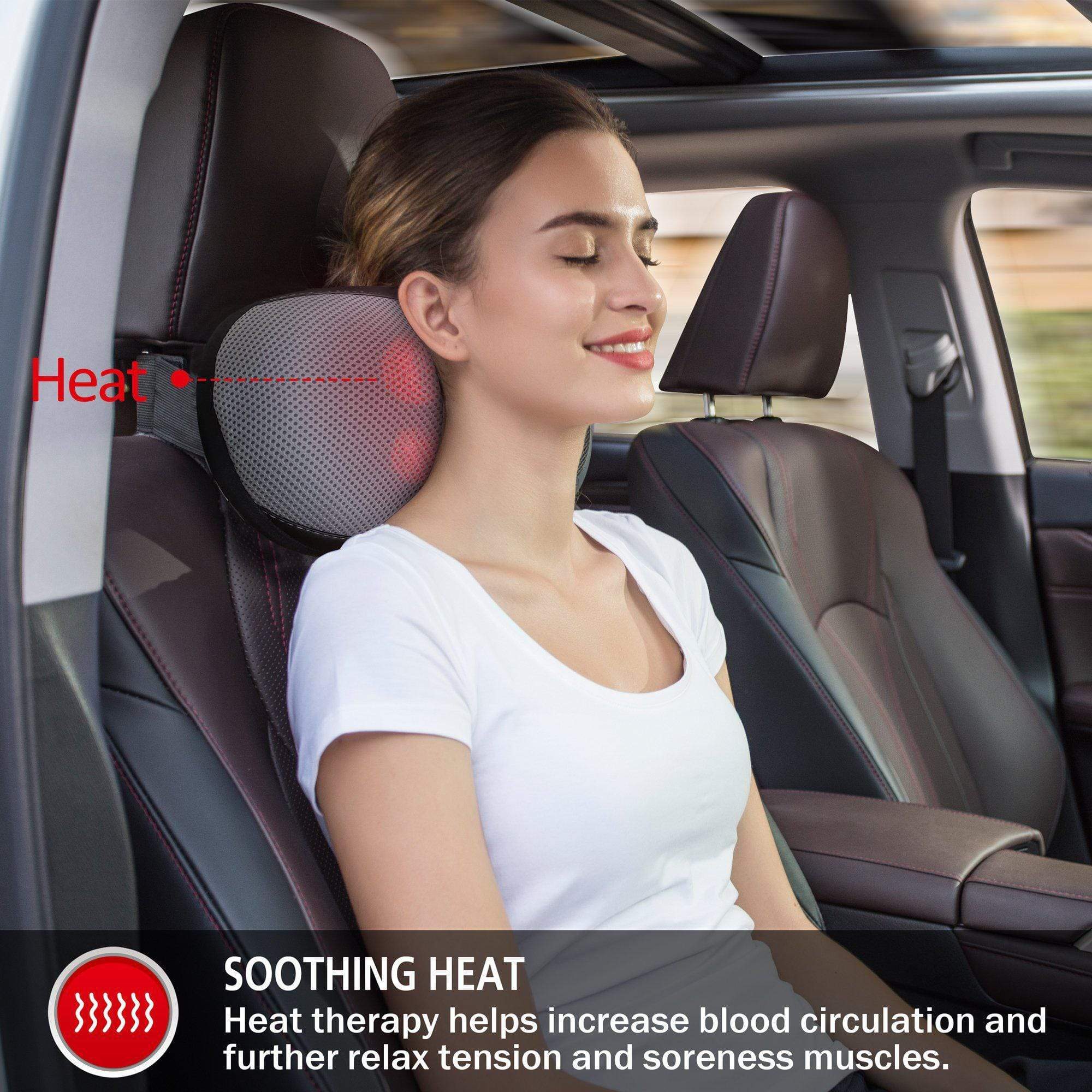 SNAILAX Neck Massager Shiatsu Kneading Electric Massage Pillow with Heat - 618N