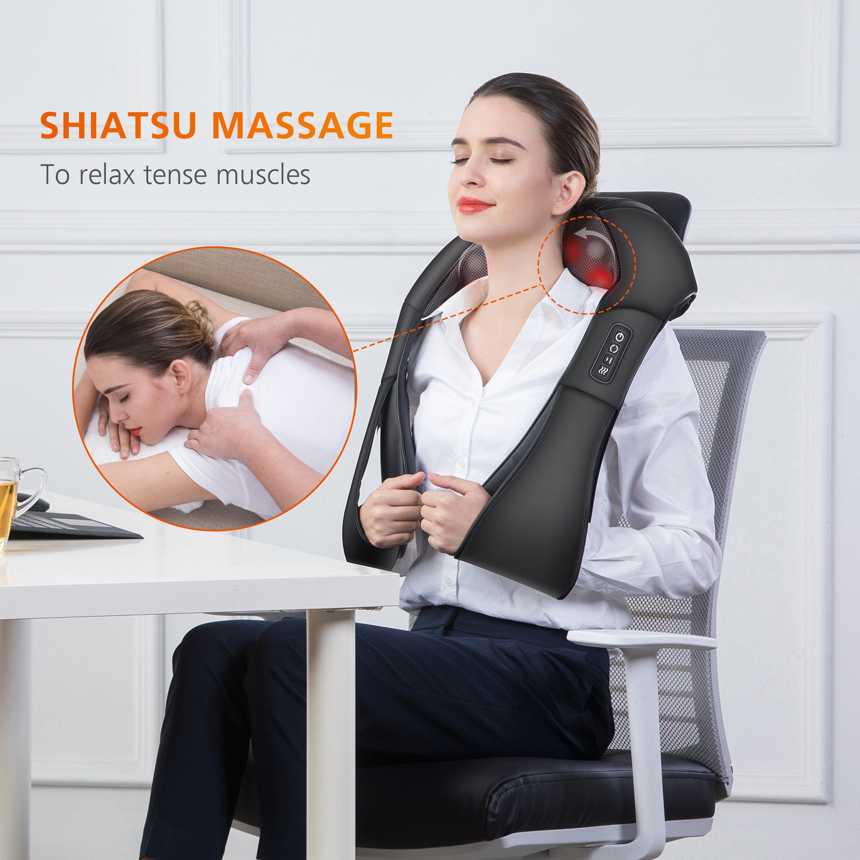 Snailax Neck Massager Shiatsu Neck Massager with Heat,Back Massager,Neck and Shoulder Massager with 3D Roller - 632