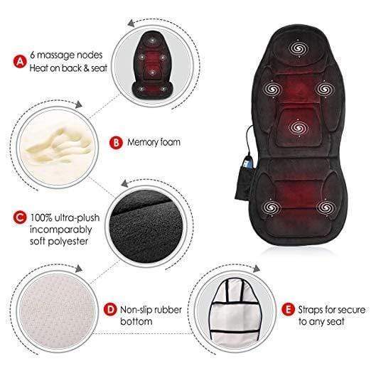 SNAILAX Seat Cushion Vibration Back Massage Car Seat Cushion with Memory Foam - 262M