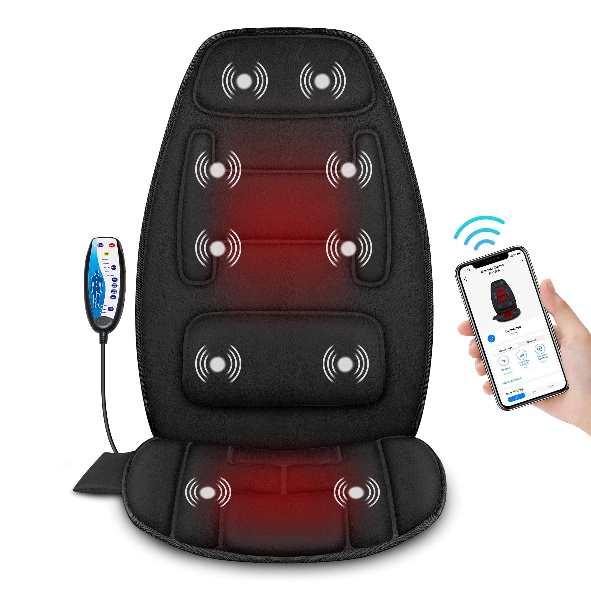 Heated Back Massager for Chair - Vibrating Back & Thigh Massage with Heat Heated Back Massager for Chair - Vibrating Back & Thigh Massage with Heat