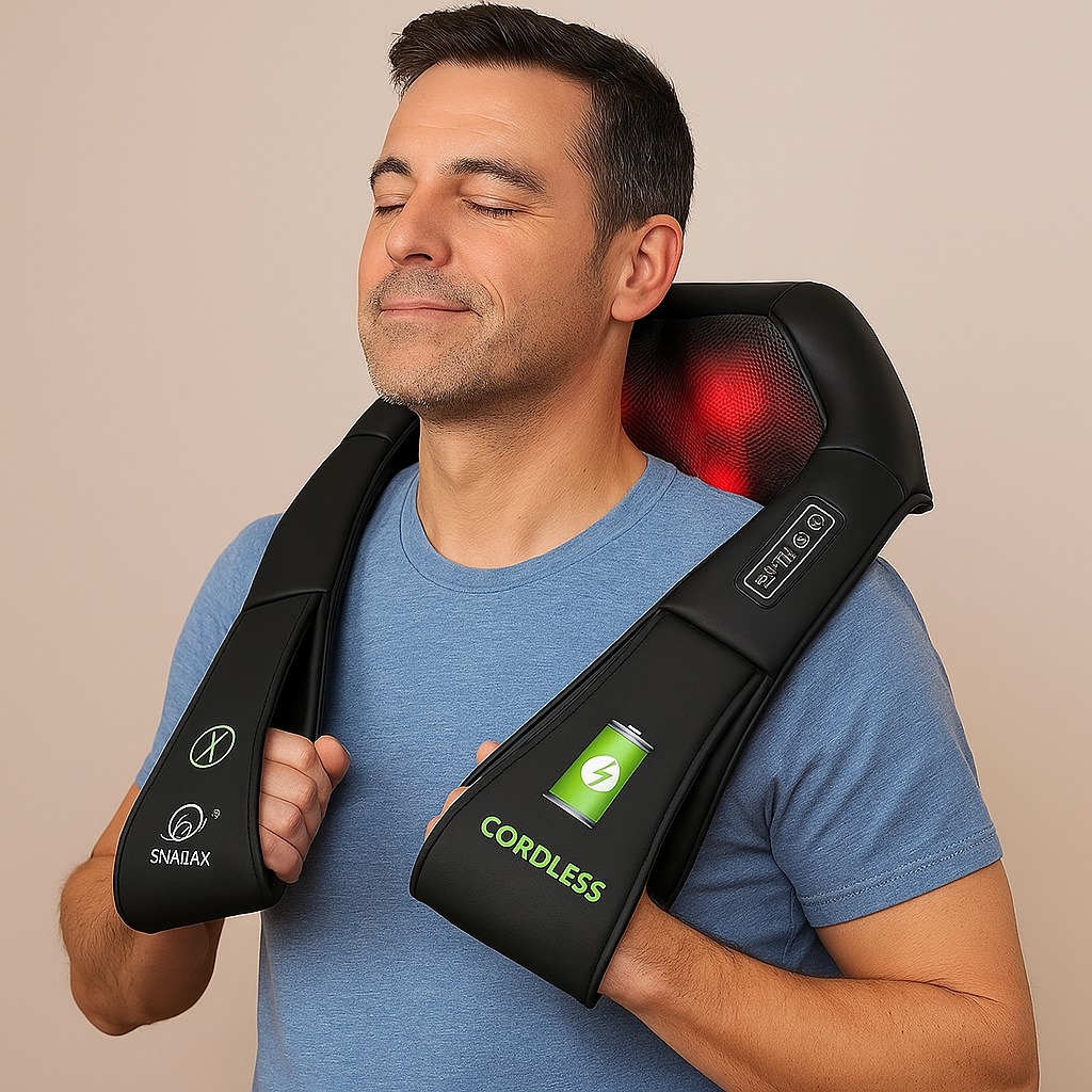 Shiatsu Neck Massager with Heat - Portable Neck and Shoulder Massager for Pain Relief