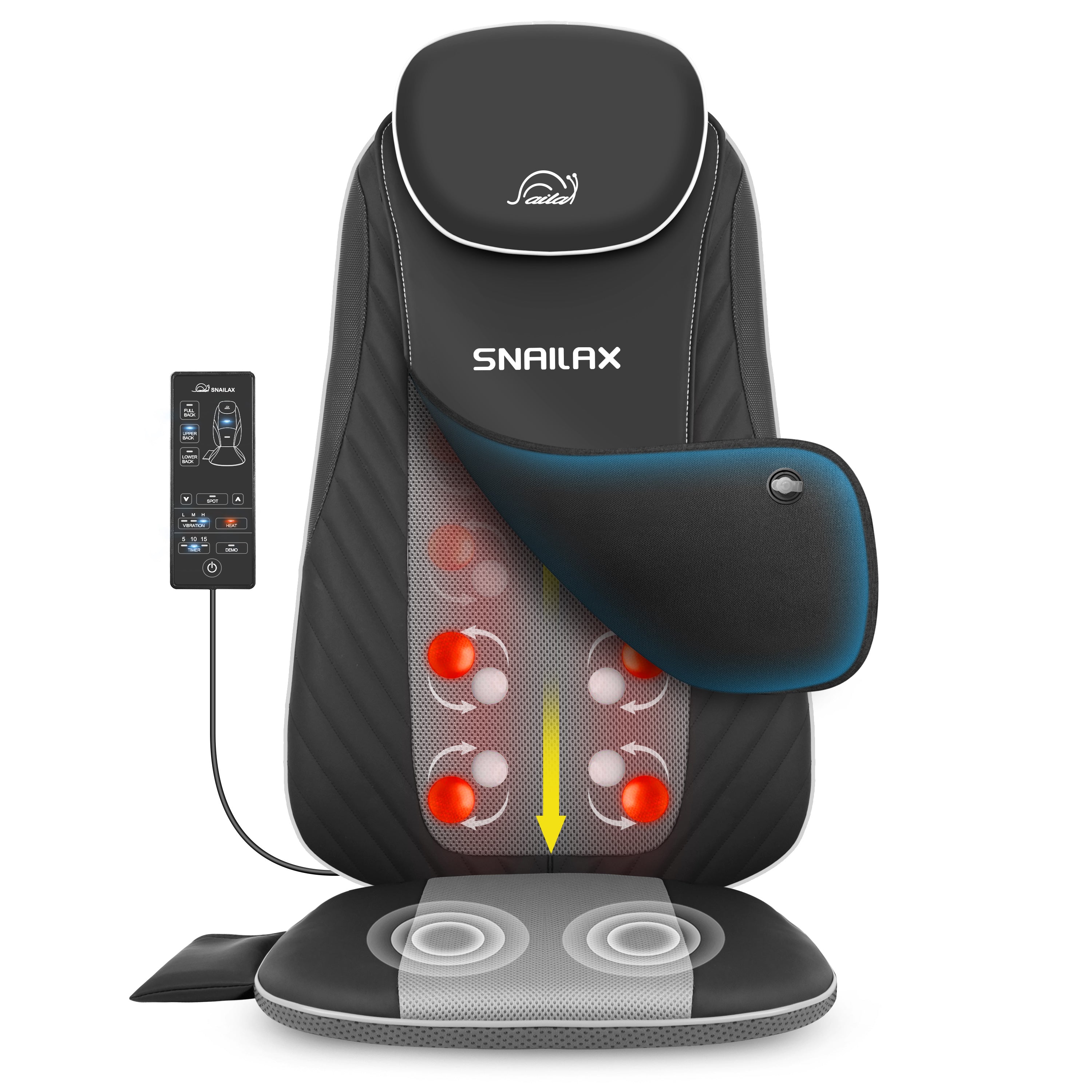 Snailax Back Massager with Soothing Heat, Upgraded Electric Deep Tissue Kneading Full Body Massage Chair - 228