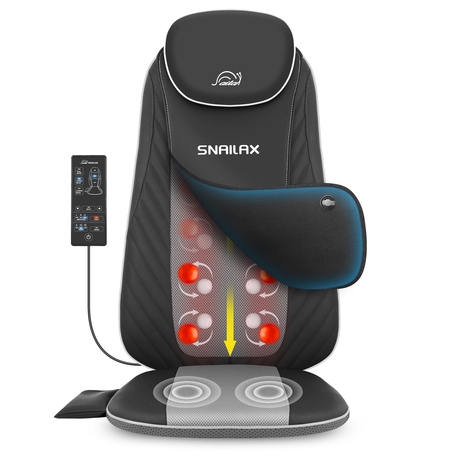 Heated Vibrating Back Massager for Chair - Neck & Lower Pain Relief