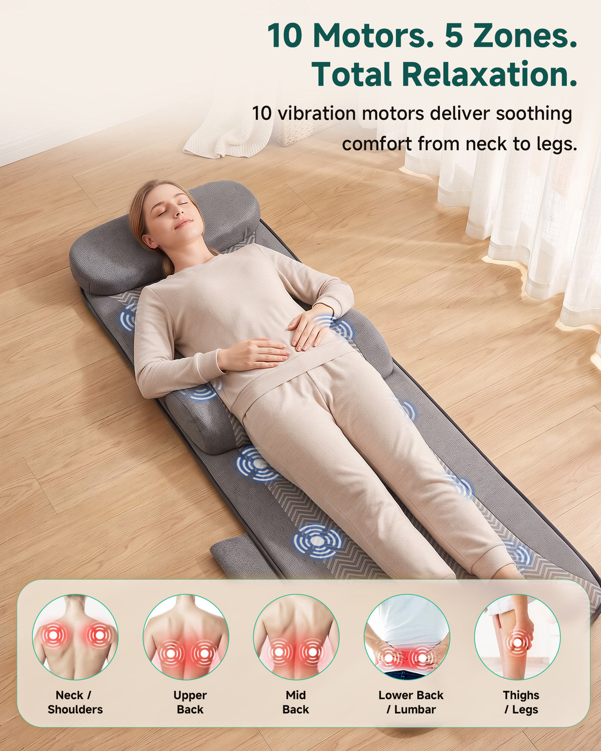 SNAILAX Full Body Massage Mat with Lumbar Air Support, Vibration & Graphene Heat
