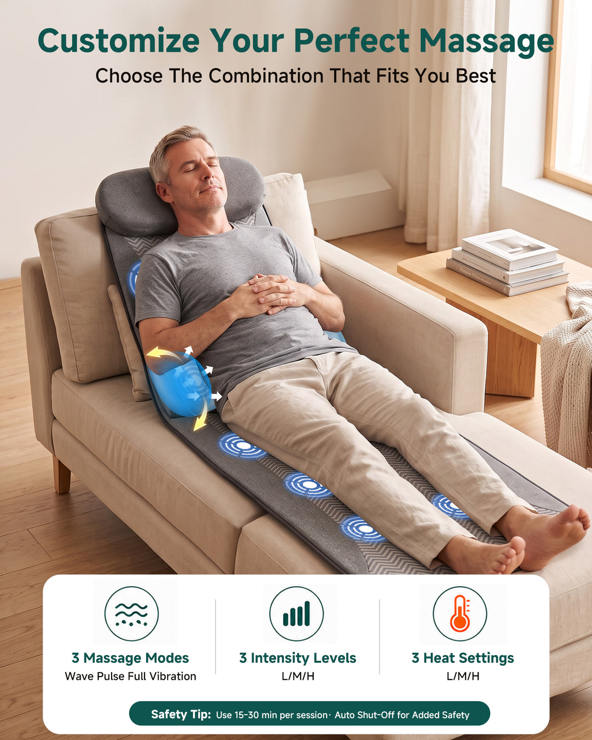 SNAILAX Full Body Massage Mat with Lumbar Air Support, Vibration & Graphene Heat