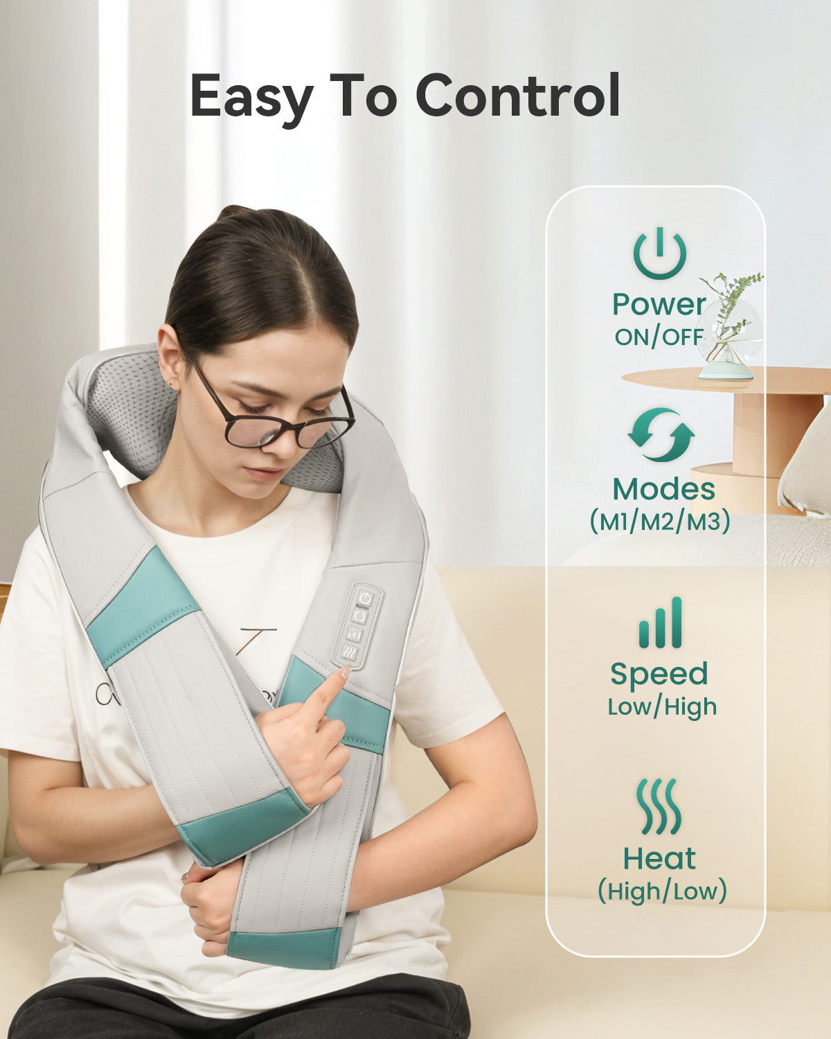 Snailax Cordless Neck Massager with Heat, with Portable Carry Bag