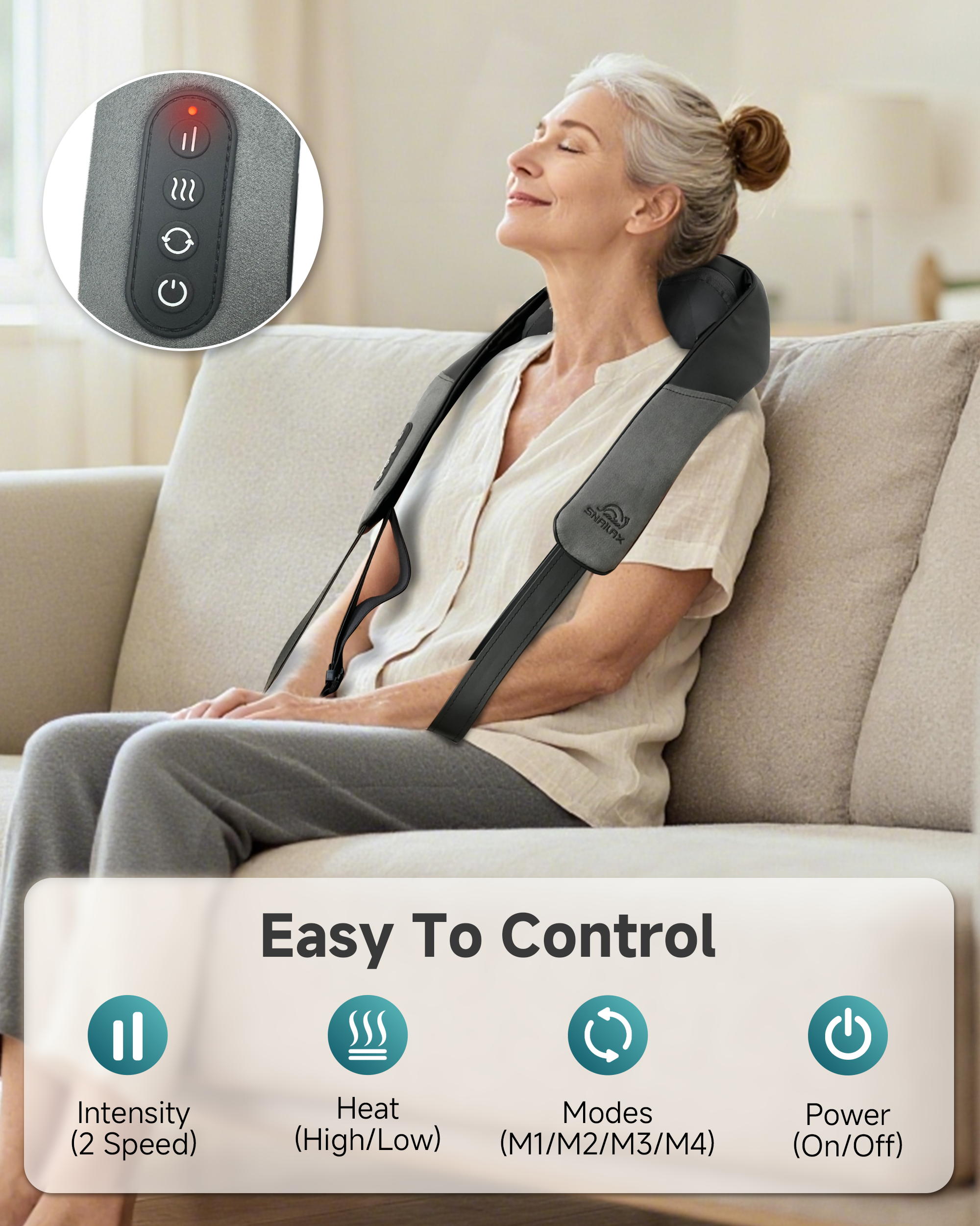 2026 Upgrade Cordless Shiatsu Neck Massager, Graphene & Heating Rechargable