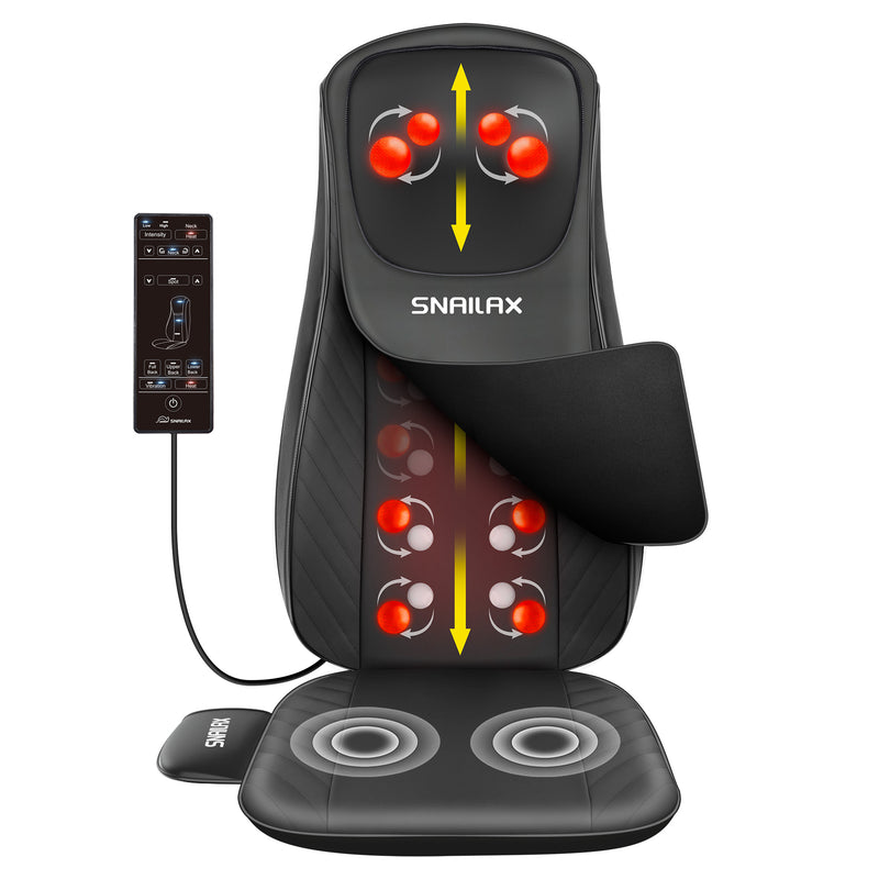 Snailax Upgraded Deep Kneading Shiatsu Back Massager with Heat with Adjustable Intensity - SL-220