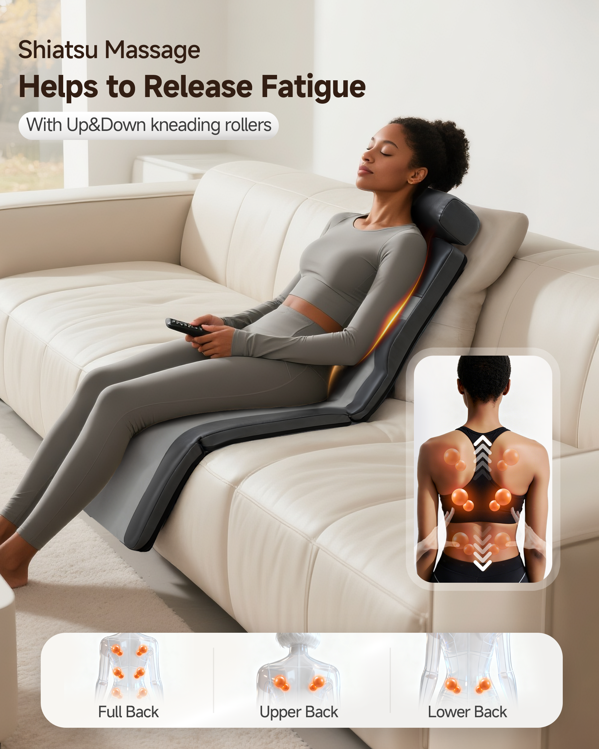 Shiatsu Back Massage Mat with Heat, Vibration Full Body Massage Mat