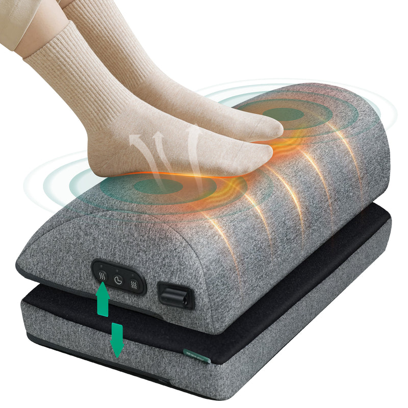 Snailax Heated Ergonomic Foot Stool for Under Desk at Work with Adjustable Height and 2 Heating Levels & 3 Vibrating Massage Modes - 535N
