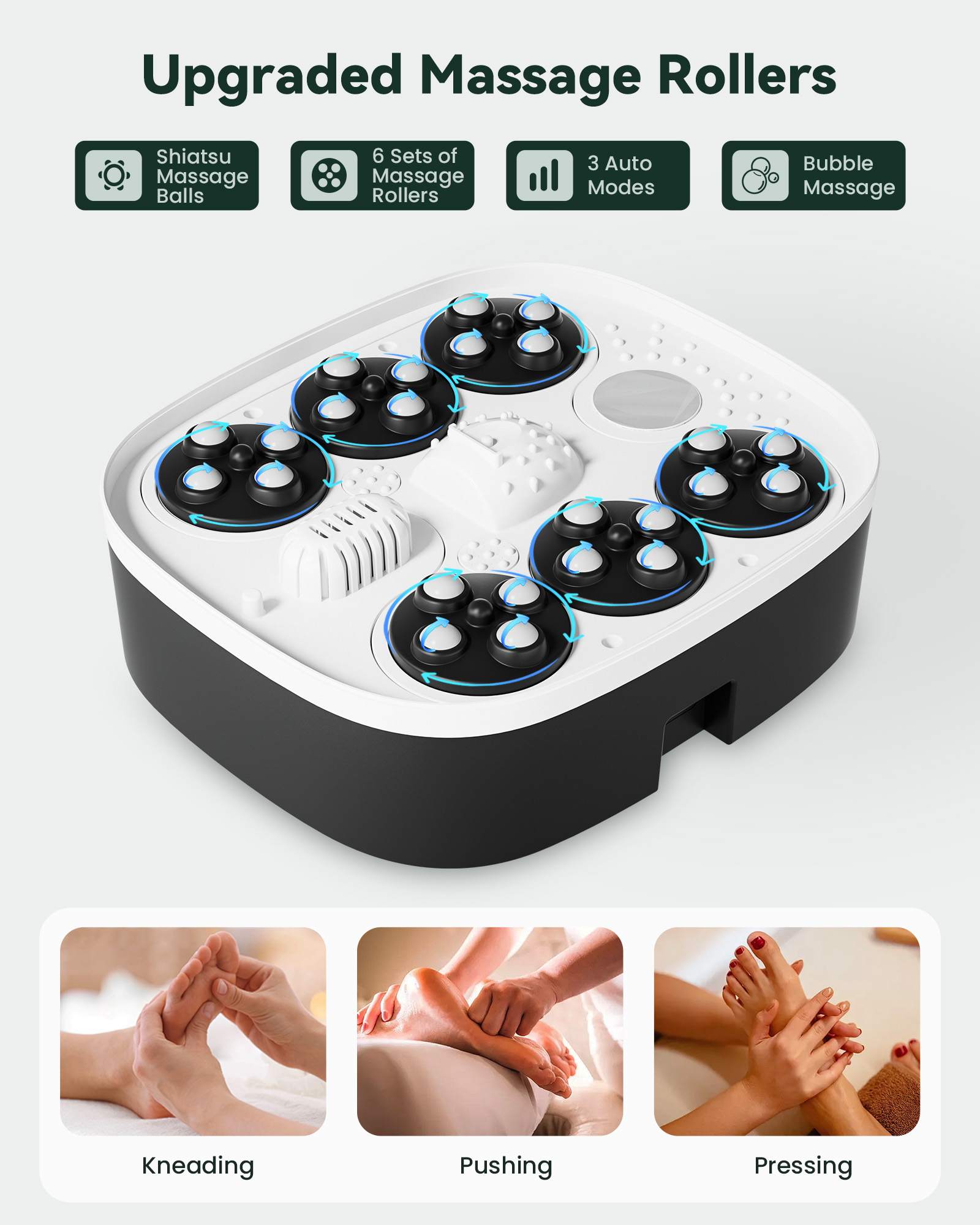 Snailax Foot Spa Bath Massager with Remote Control & Shiatsu Massage Rollers