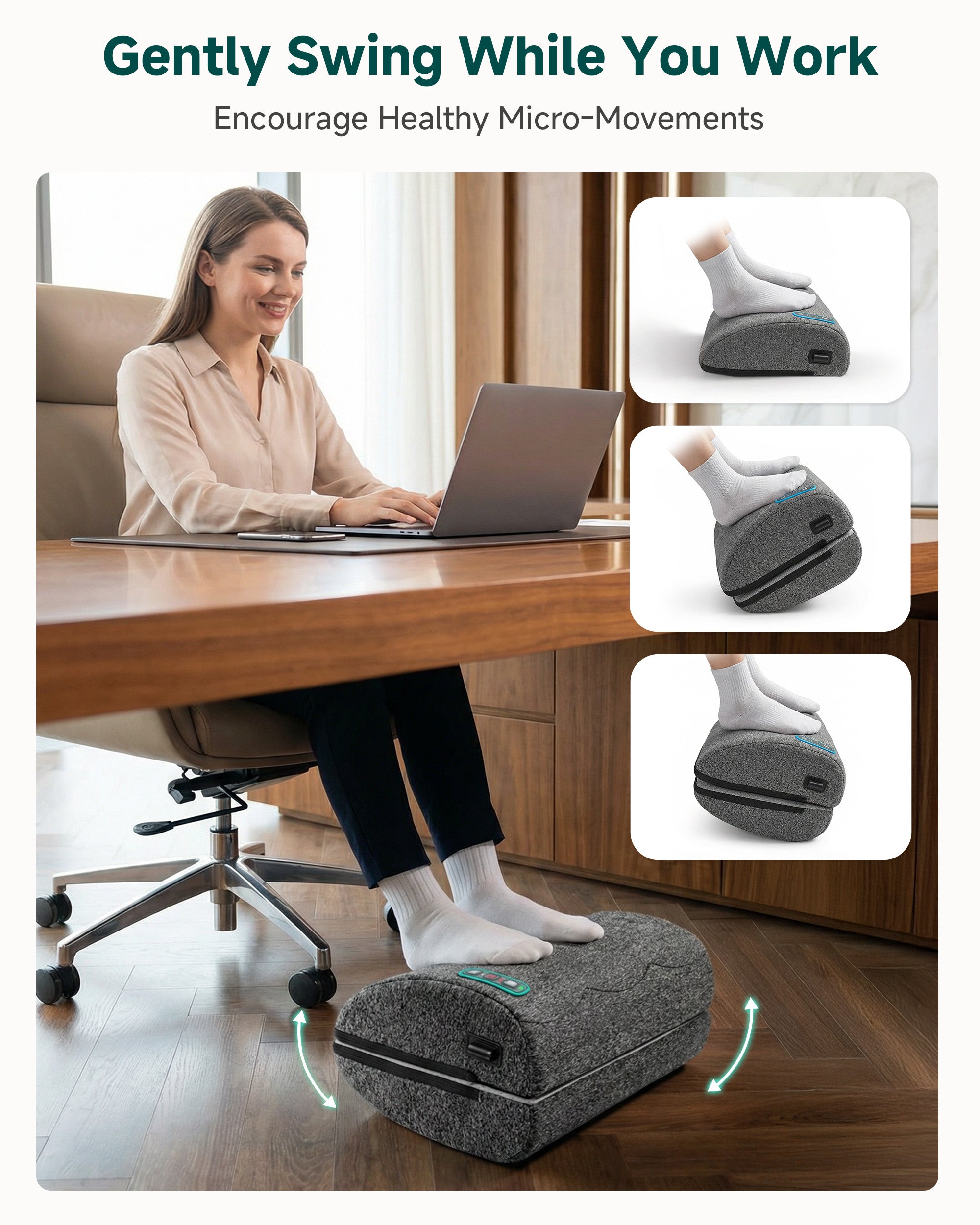 Ergonomic Heated Foot Rest with Vibration & Swing Function