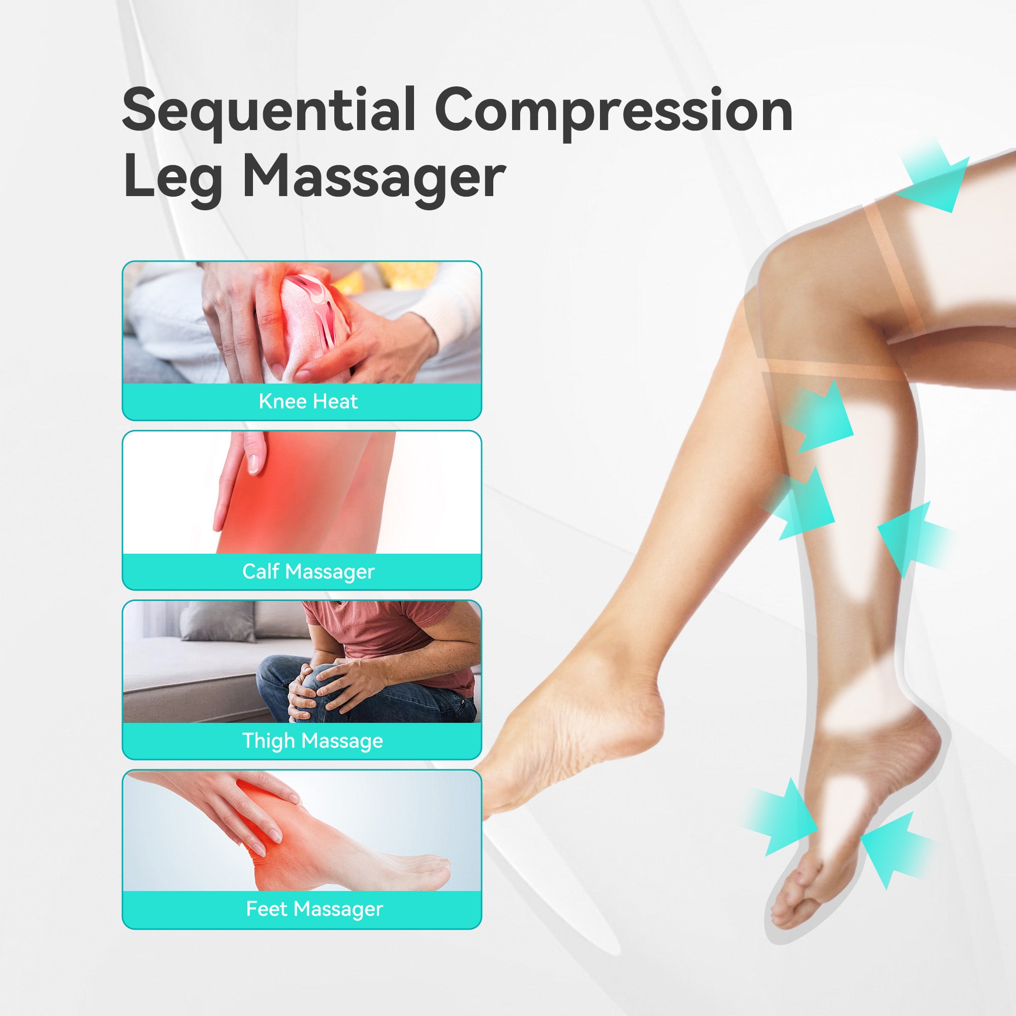 Leg Massager with Heat for Circulation, Air Compression Calf Foot Massager