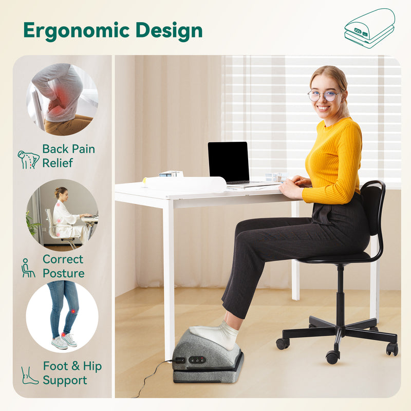 Snailax Heated Ergonomic Foot Stool for Under Desk at Work with Adjustable Height and 2 Heating Levels & 3 Vibrating Massage Modes - 535N