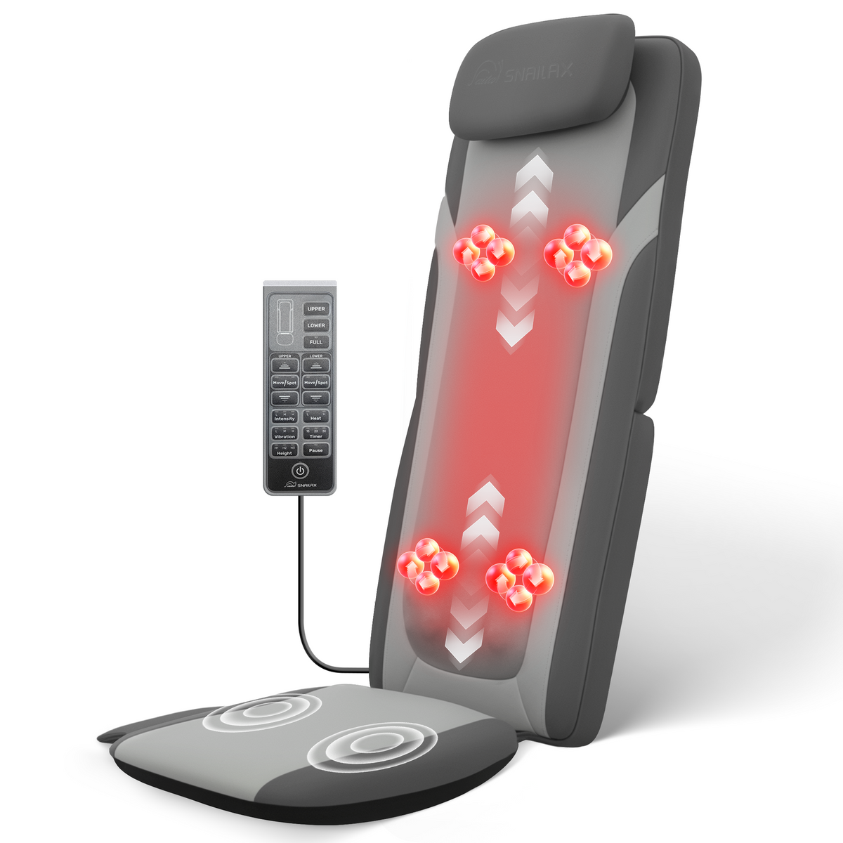 Massage Chair Pad with Long Track Dual & 3D Shiatsu Rollers