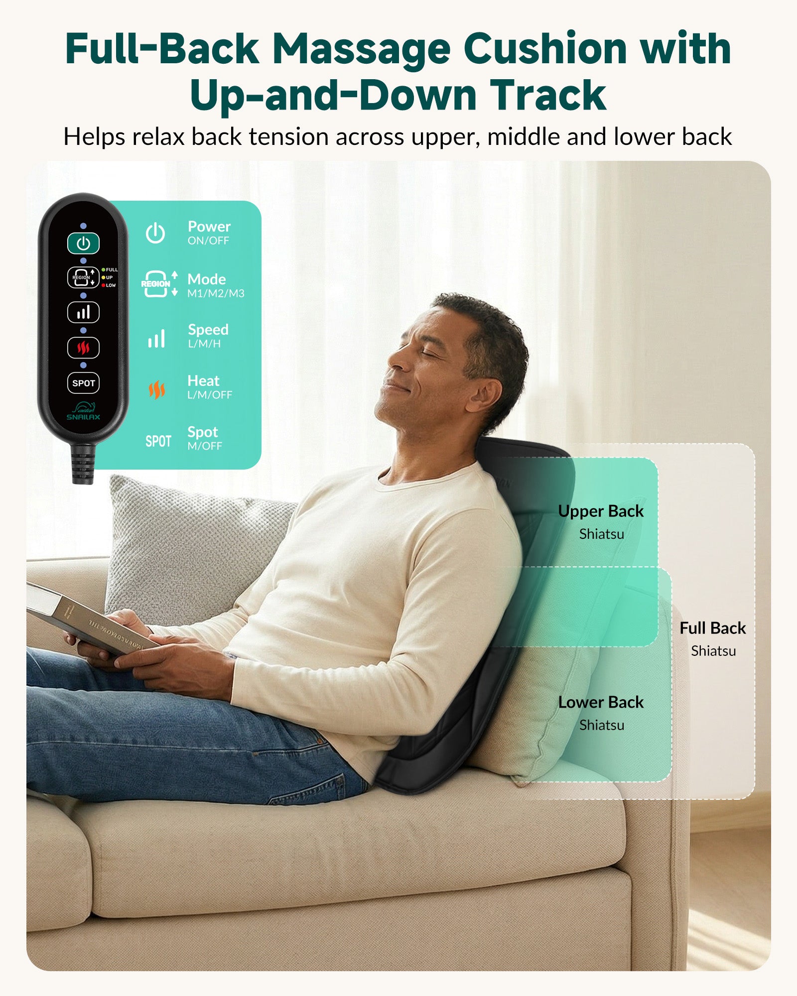 Ultra-Slim 4D Shiatsu Back Massager with Heat | 10-Node Deep Tissue Ch