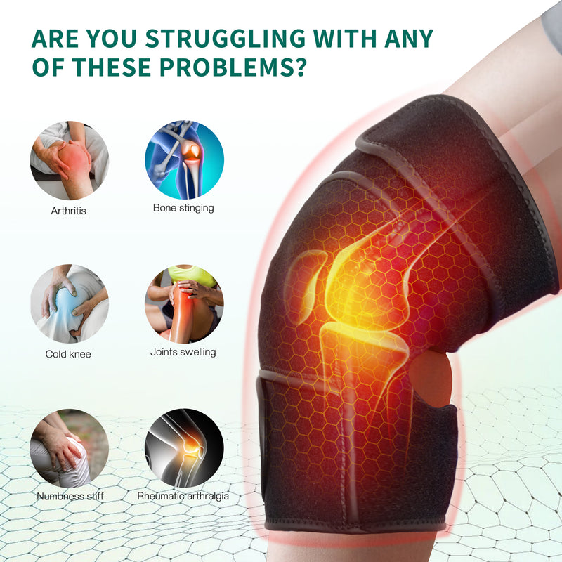 Cordless Graphene Vibration Knee Massager with 5 Adjustable Heat & 7 Intensities - 536