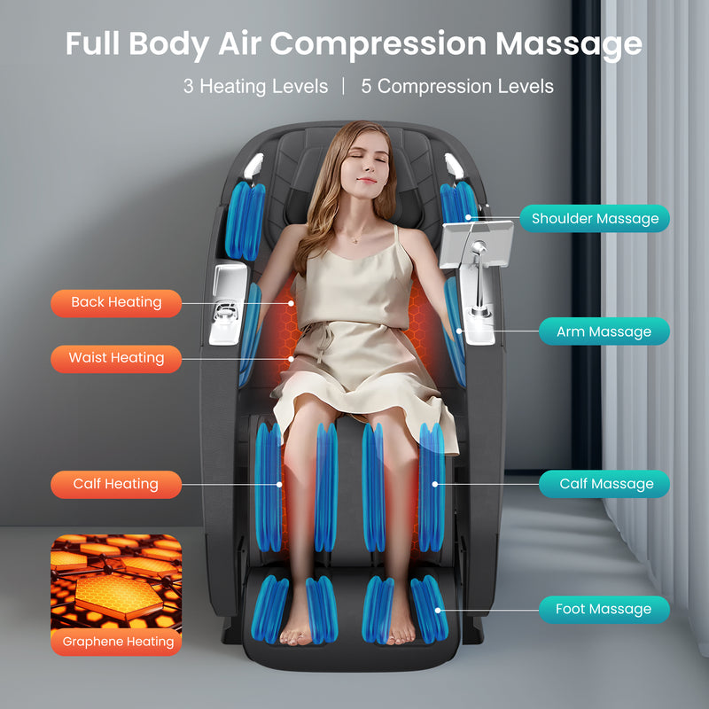 Snailax 4D Zero Gravity Track Shiatsu Full Body Massage Recliner Chair With Graphene Heating - SL-931