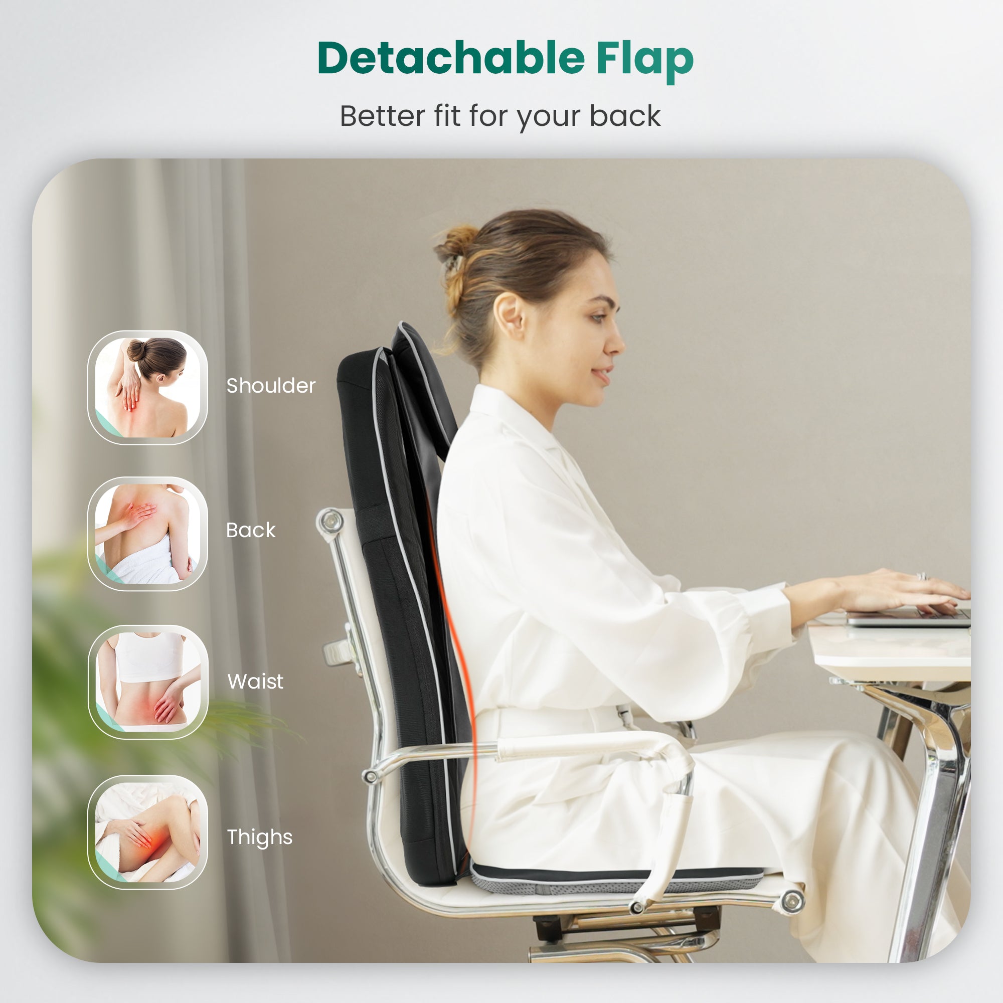 Heated Vibrating Back Massager for Chair - Neck & Lower Pain Relief