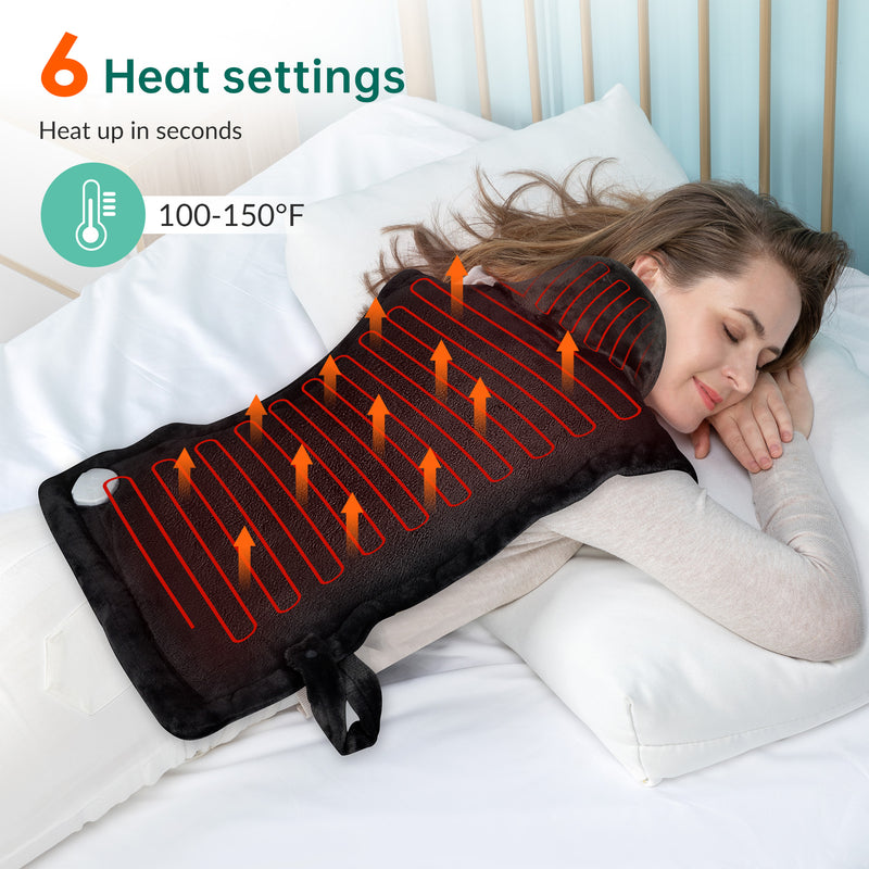 Heating Pad for Back Pain Relief, Snailax Electric Large Heating Pad for Neck and Shoulders--KH-019SH-BLK
