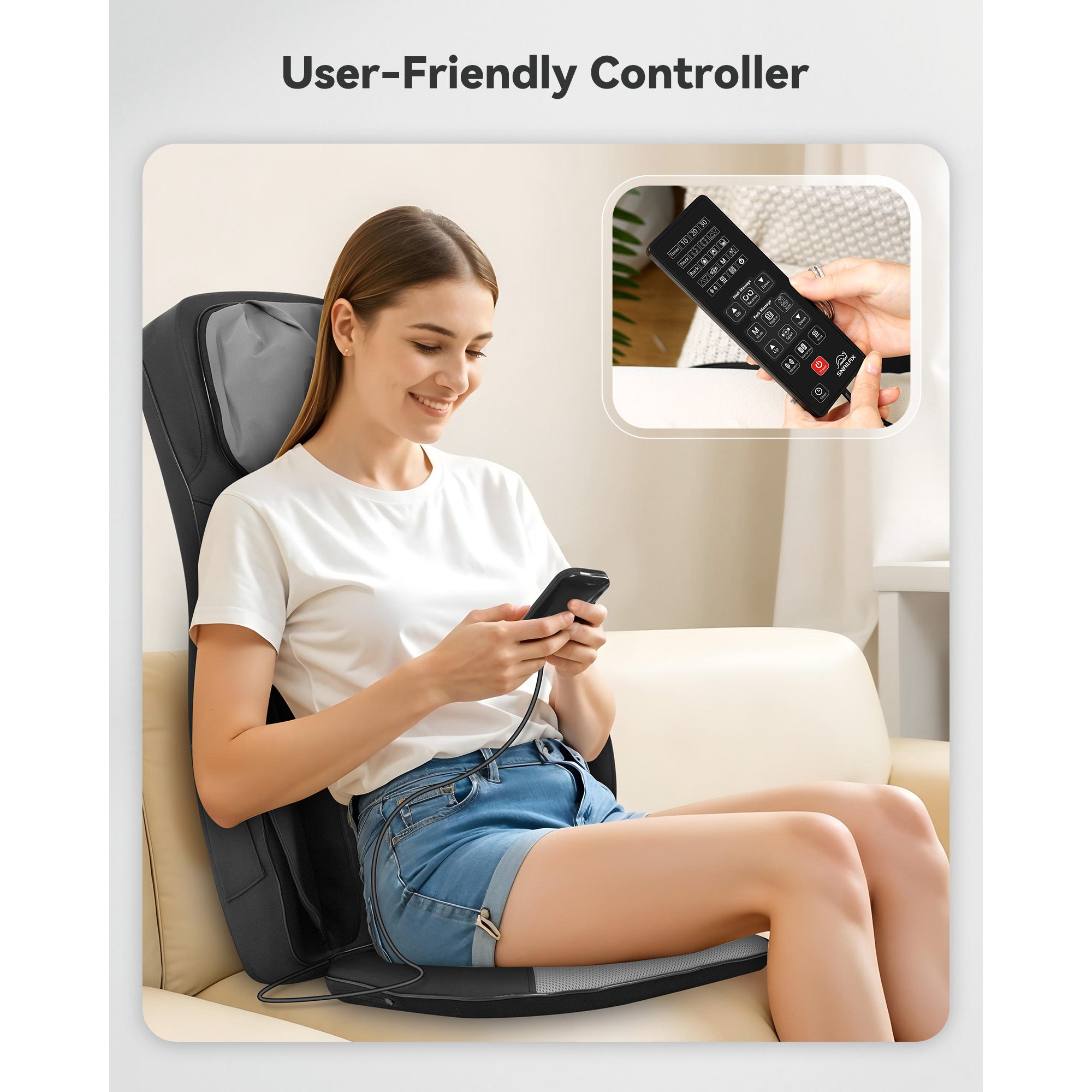 Snailax Full Body Massage Chair Pad, Shiatsu Neck and Back Massager with Heat - 248