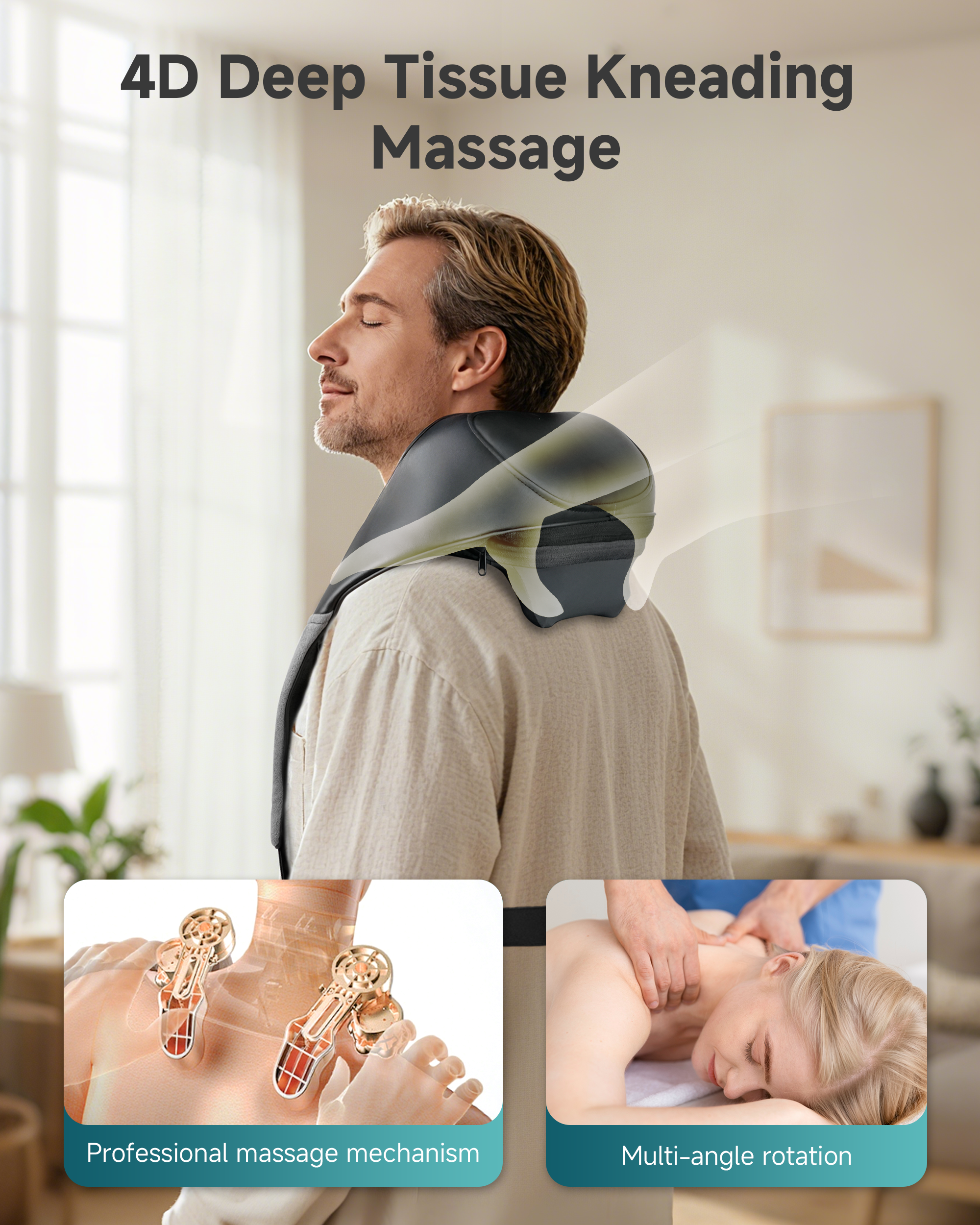2026 Upgrade Cordless Shiatsu Neck Massager, Graphene & Heating Rechargable