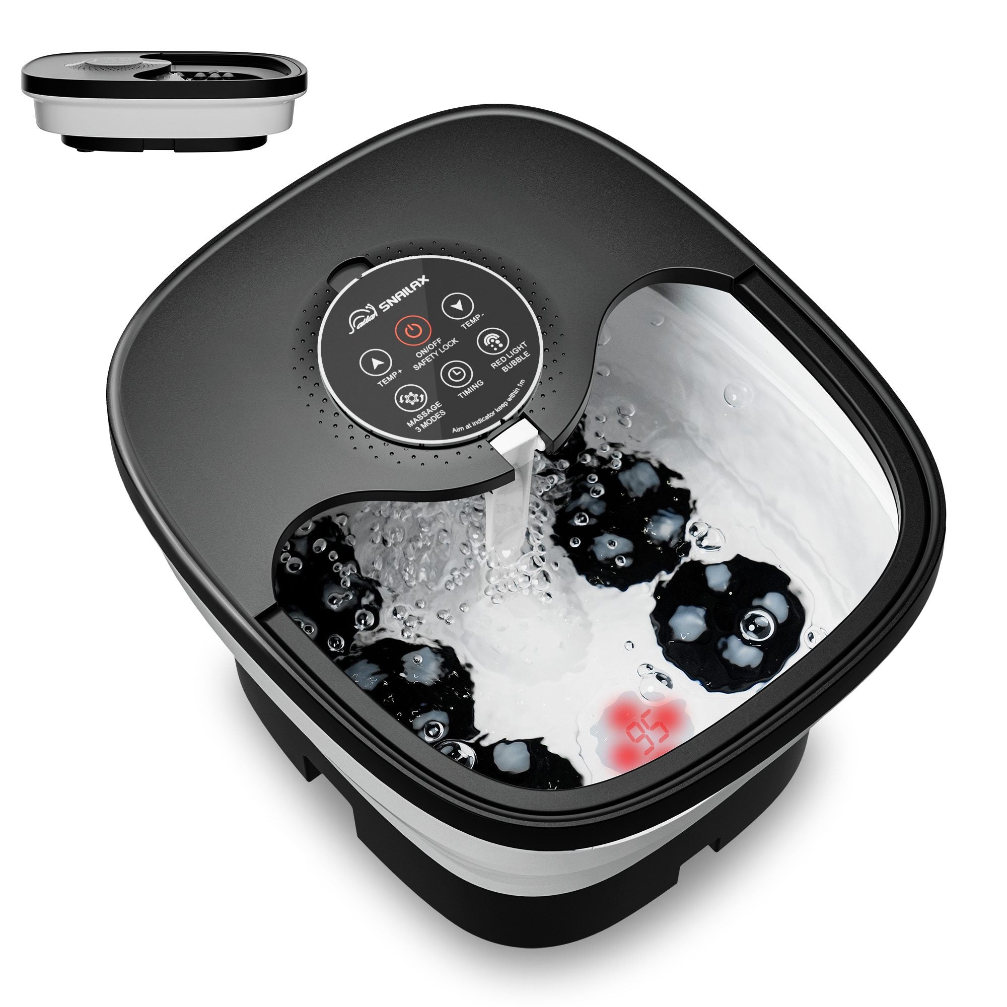 Snailax Foot Spa Bath Massager with Remote Control & Shiatsu Massage Rollers