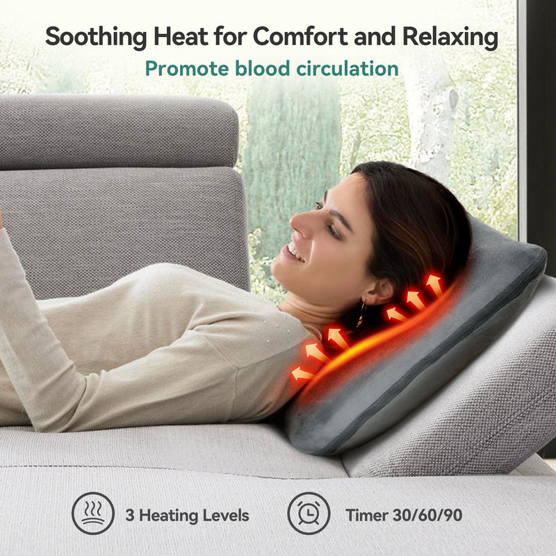 Snailax 2 in 1 Massager Pillow & Massager Pad For Multiple Body Parts with Heat and Vibration - SL-609N