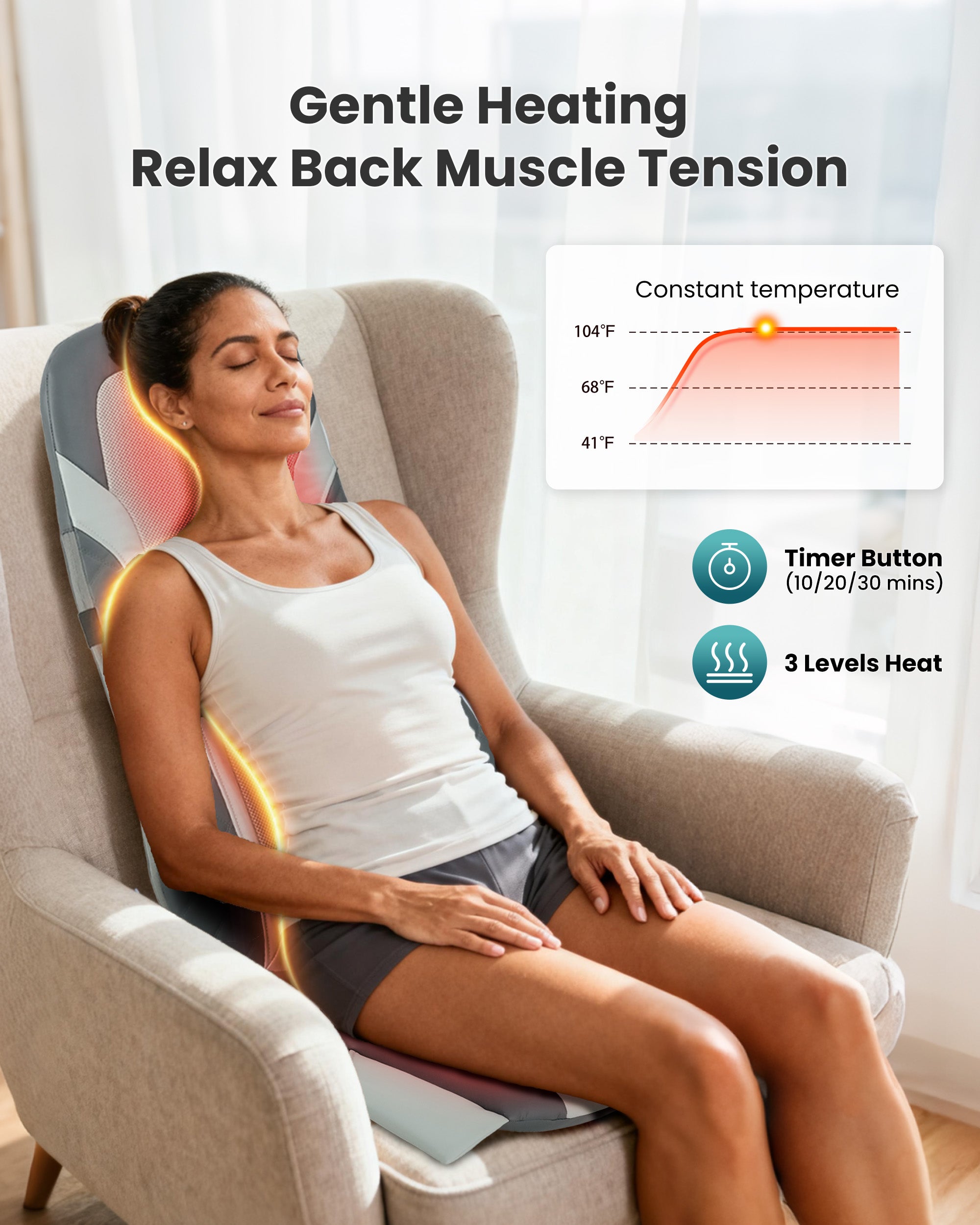 Shiatsu Back Massager, Longer Massage Chair Pad