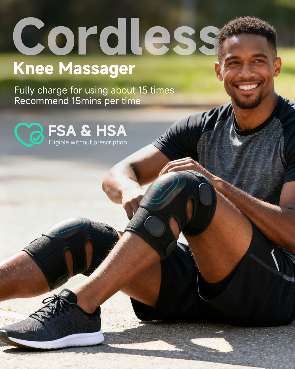Snailax Cordless Knee Massager with Heat, 360°All-around Vibration