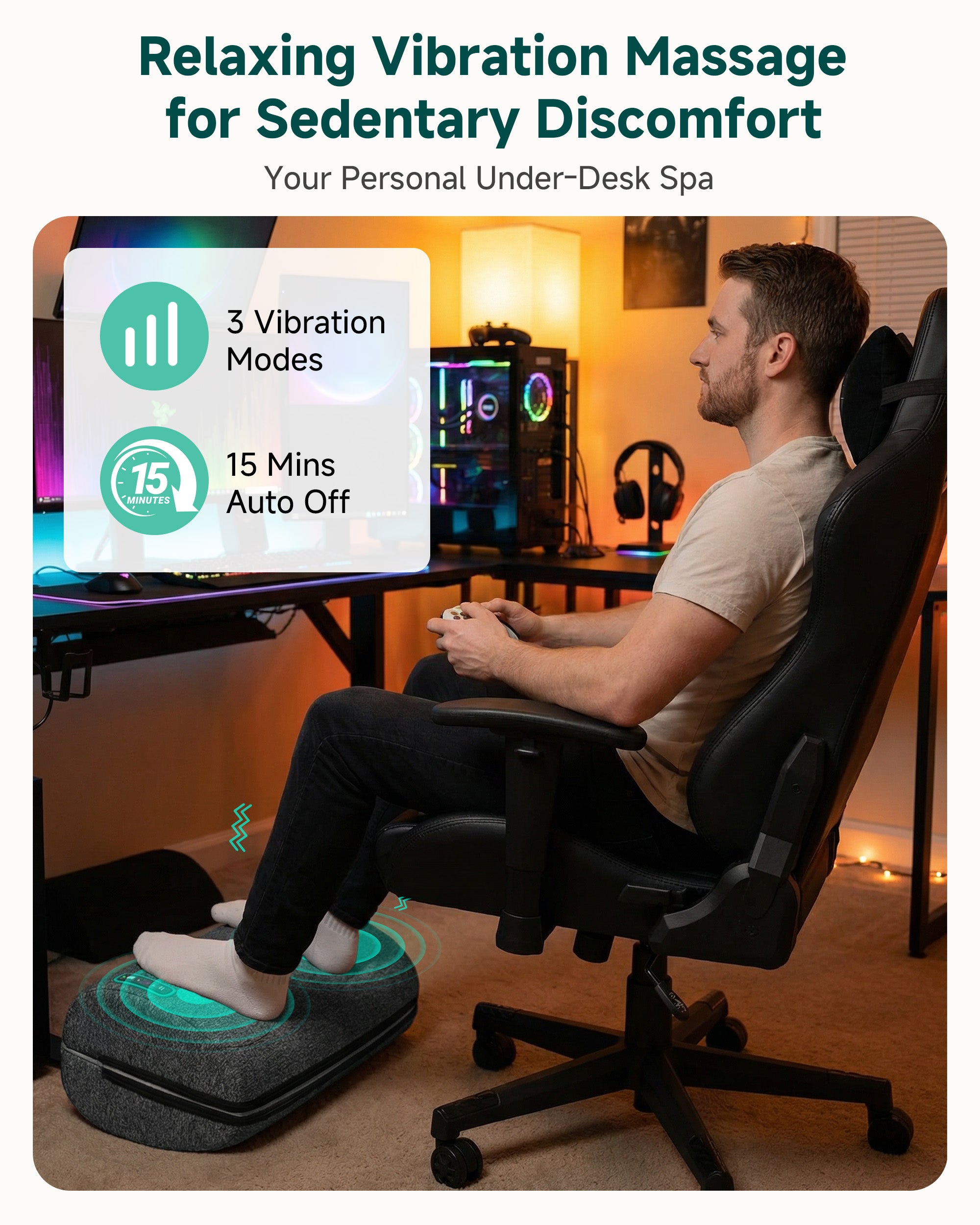 Ergonomic Heated Foot Rest with Vibration & Swing Function