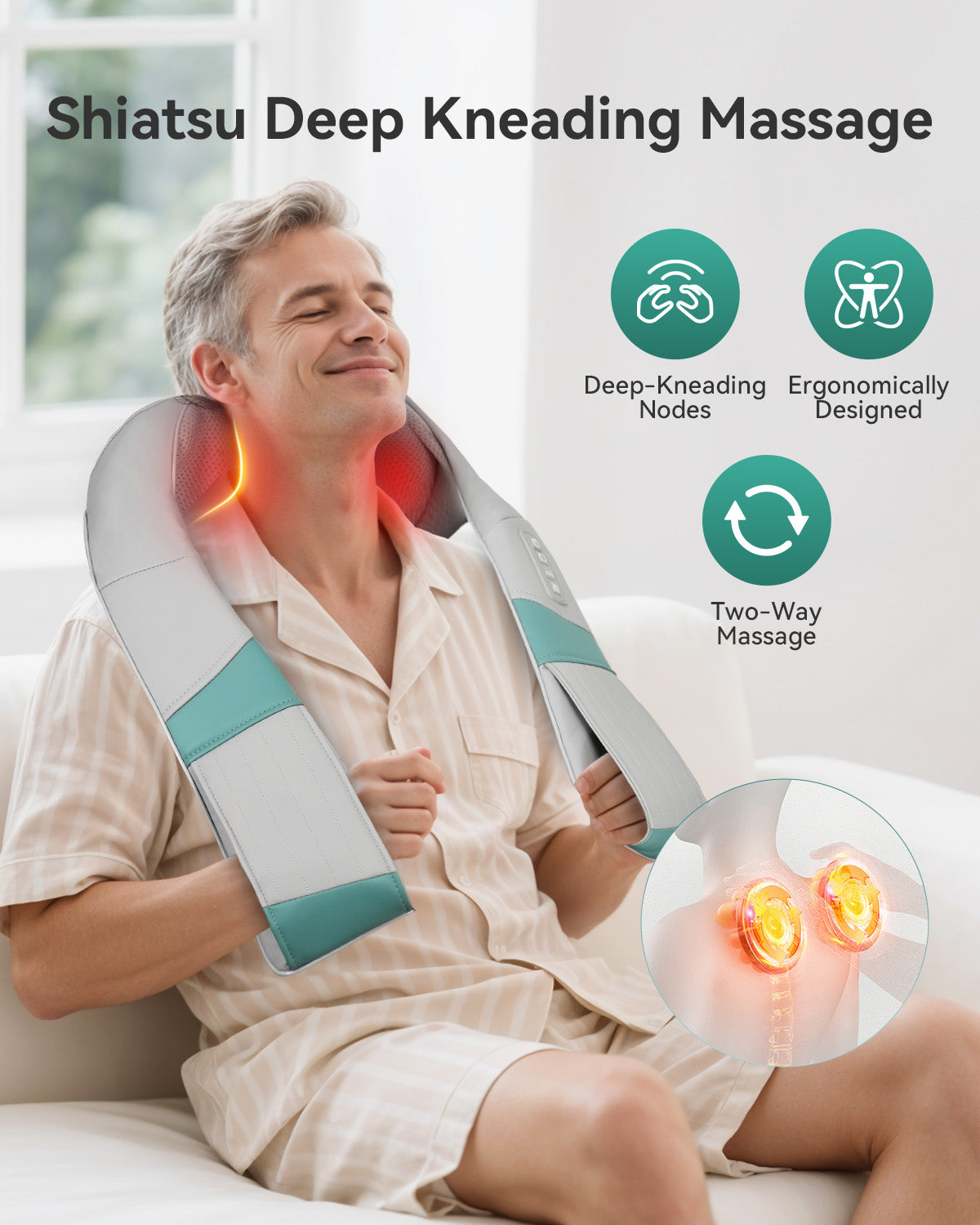 Snailax Cordless Neck Massager with Heat, with Portable Carry Bag