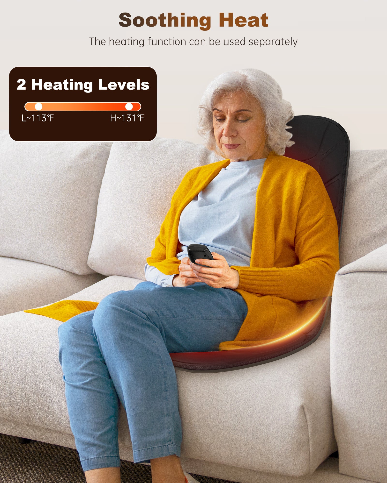 Heated Vibrating Back Massager for Chair - Neck & Lower Pain Relief