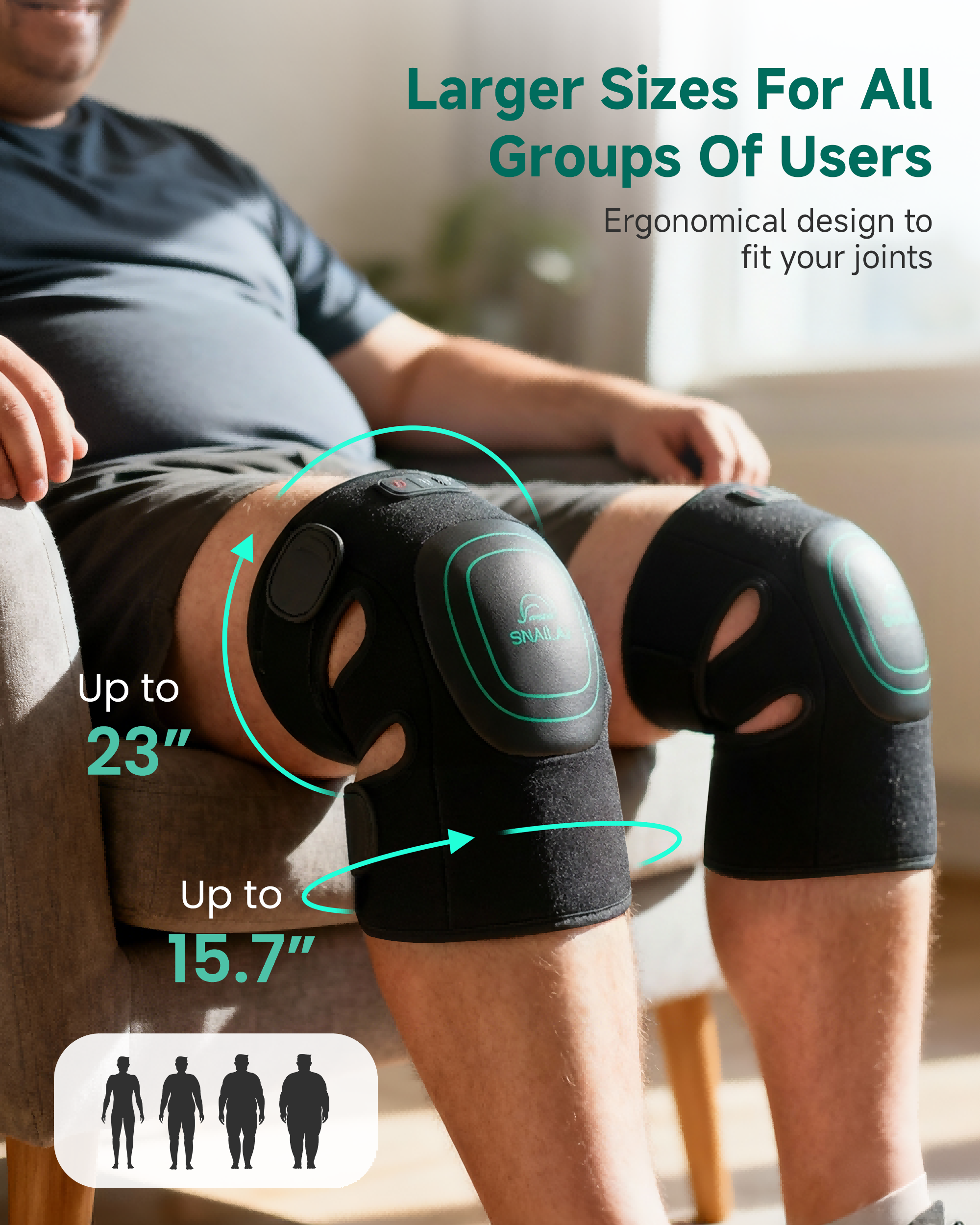 Snailax Cordless Knee Massager with Heat, 360°All-around Vibration