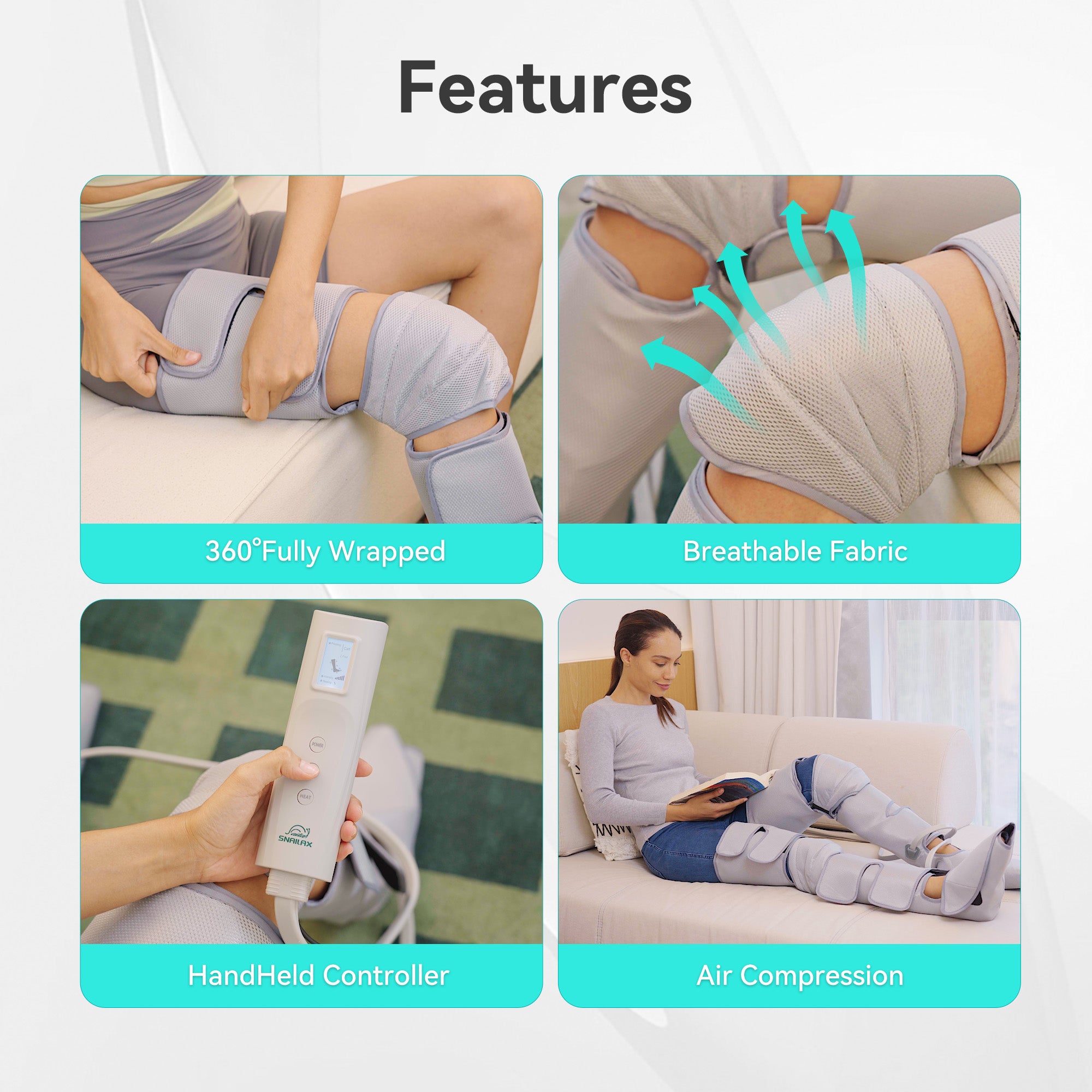 Leg Massager with Heat for Circulation, Air Compression Calf Foot Massager
