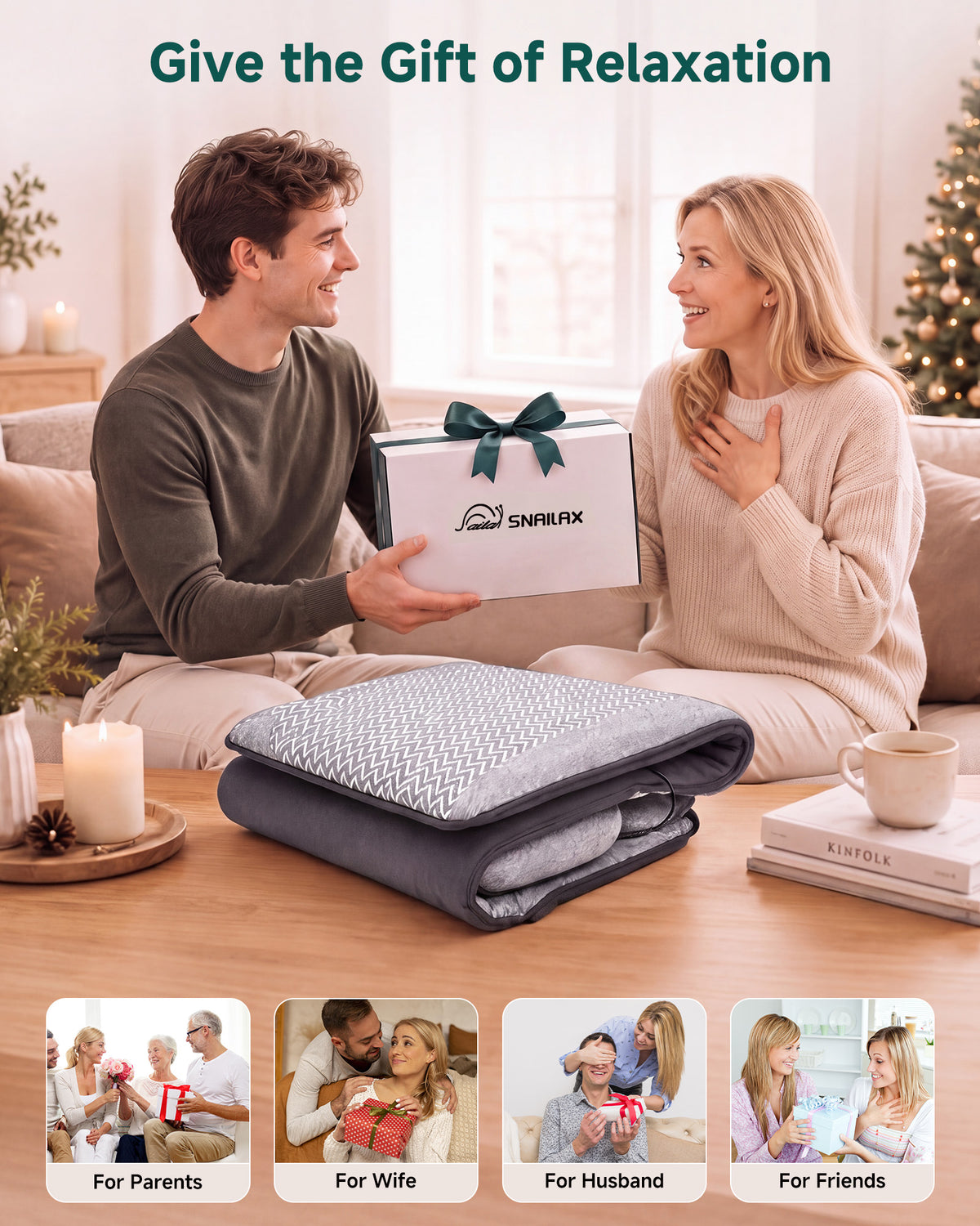 SNAILAX Full Body Massage Mat with Lumbar Air Support, Vibration & Graphene Heat