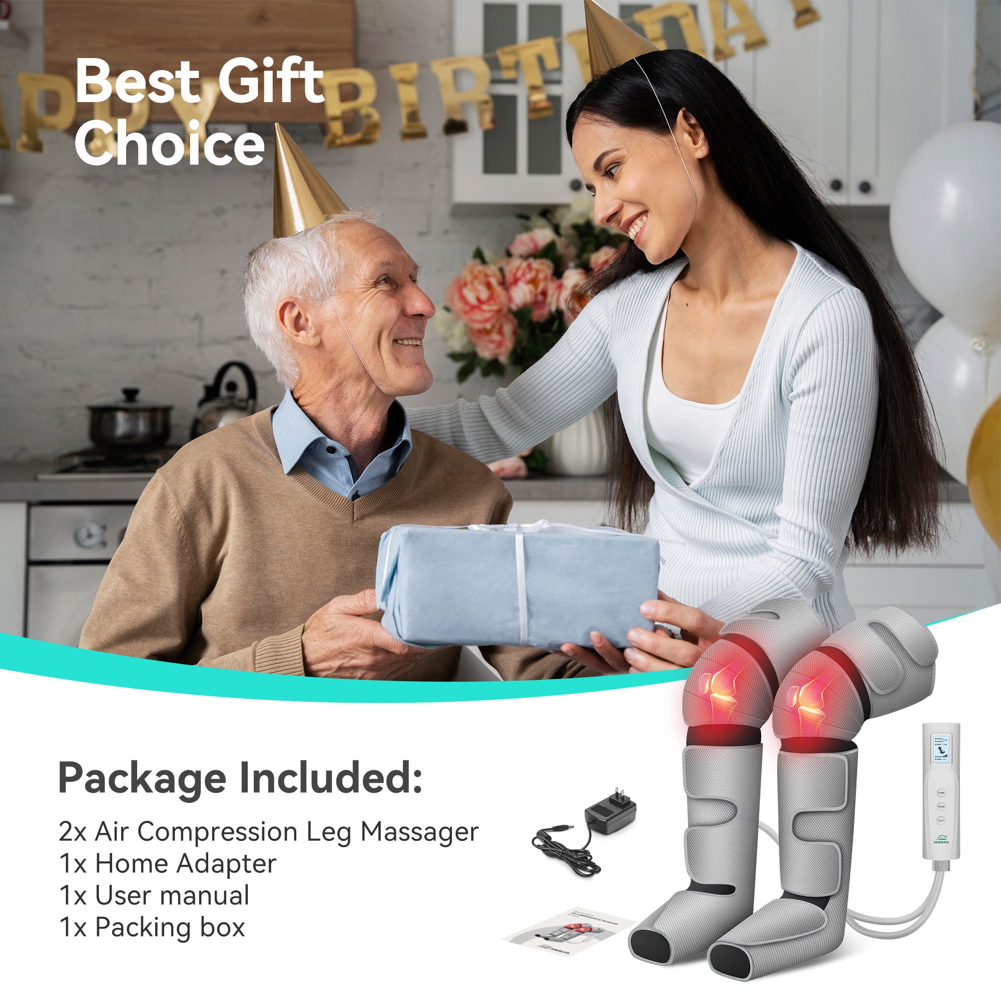 Leg Massager with Heat for Circulation, Air Compression Calf Foot Massager