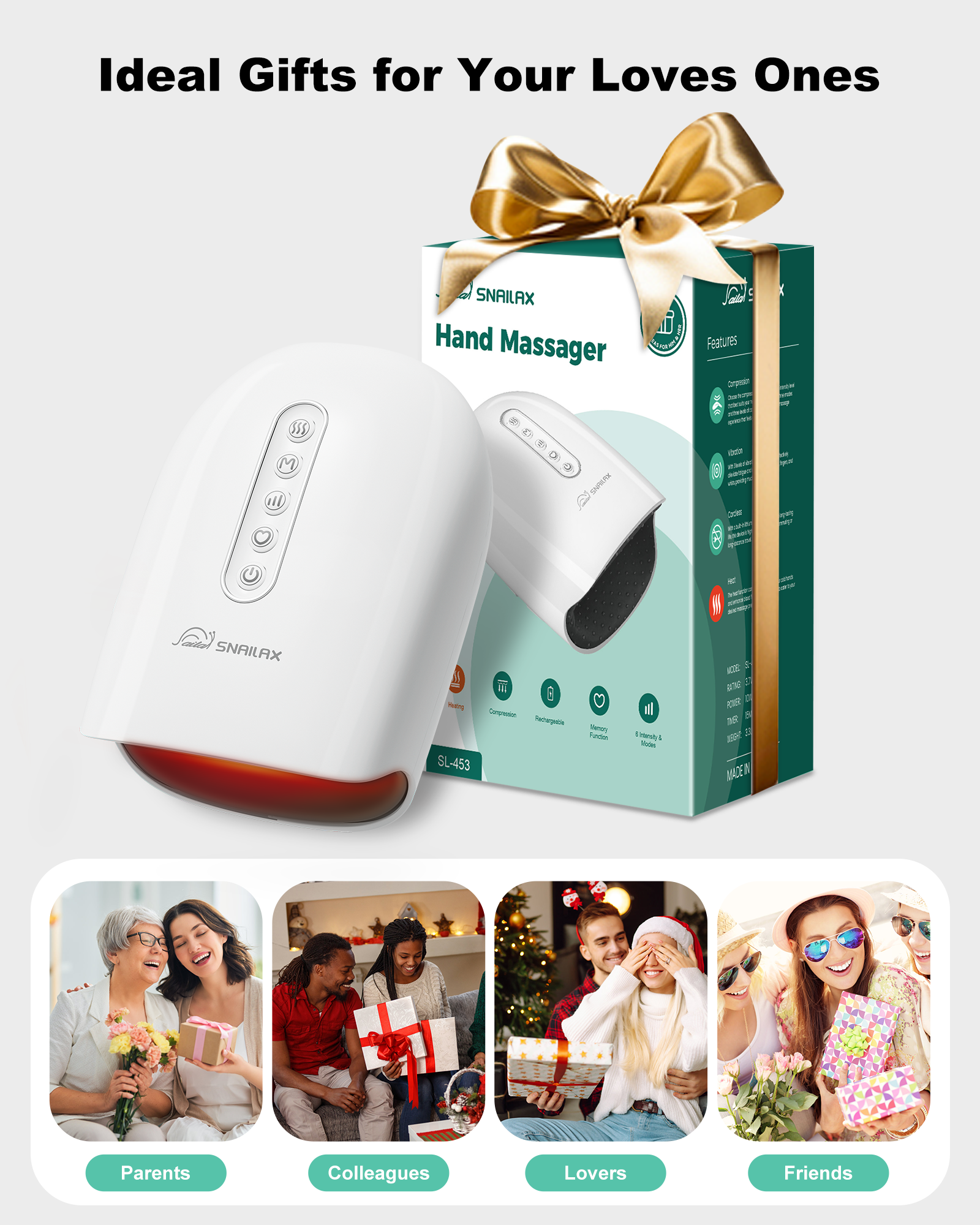 Cordless Hand Massager, 6 Levels Finger & Palm Pressure